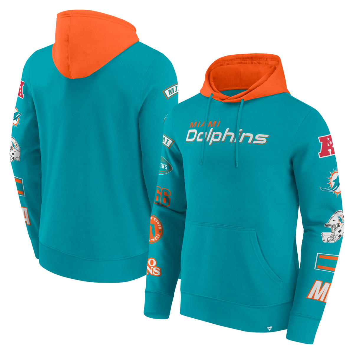 Fanatics - NFL - Colorblock Badge Fleece Hoodie - Miami Dolphins