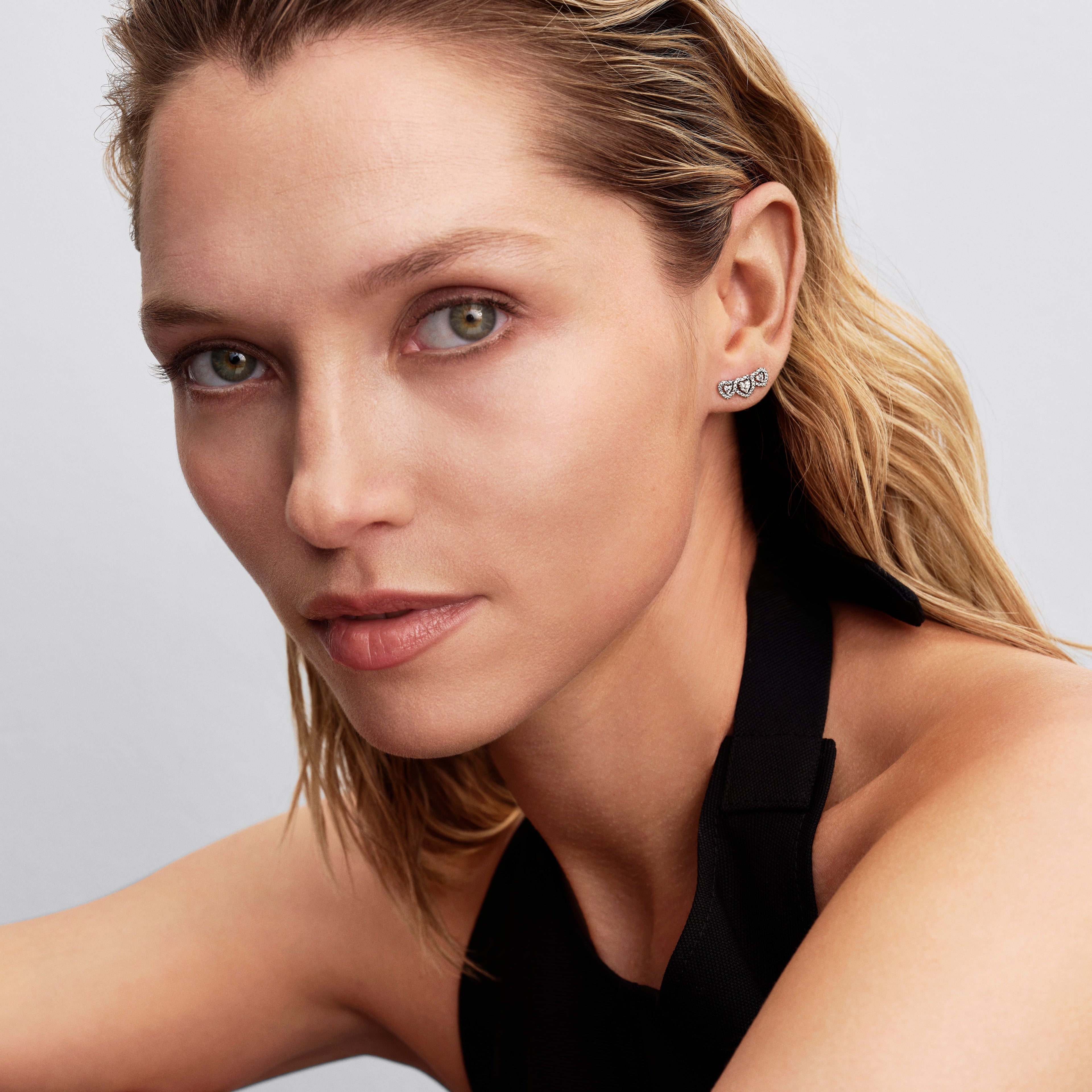 Pandora Halo Heart Trilogy Stud Earrings