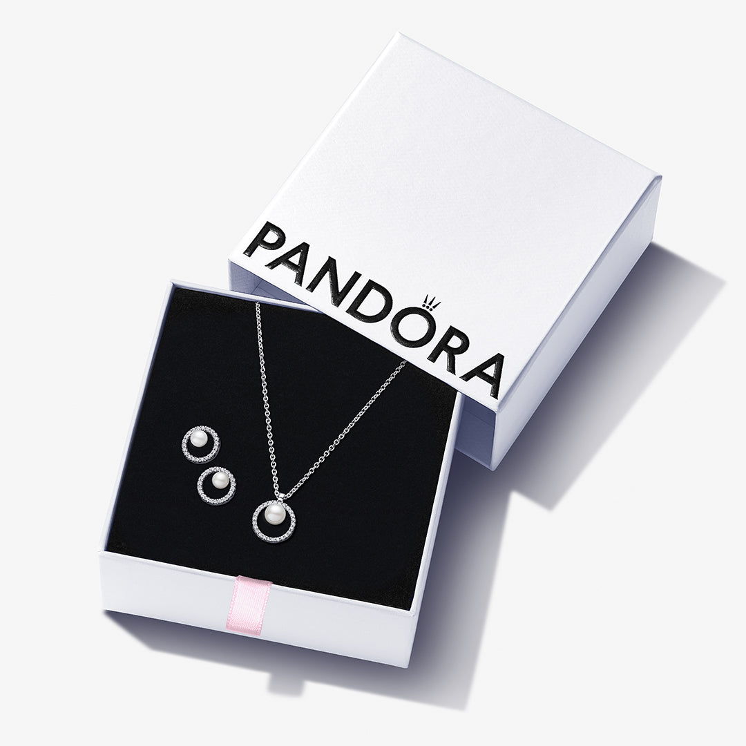 Pandora Freshwater Pearl Timeless Necklace and Earrings Set