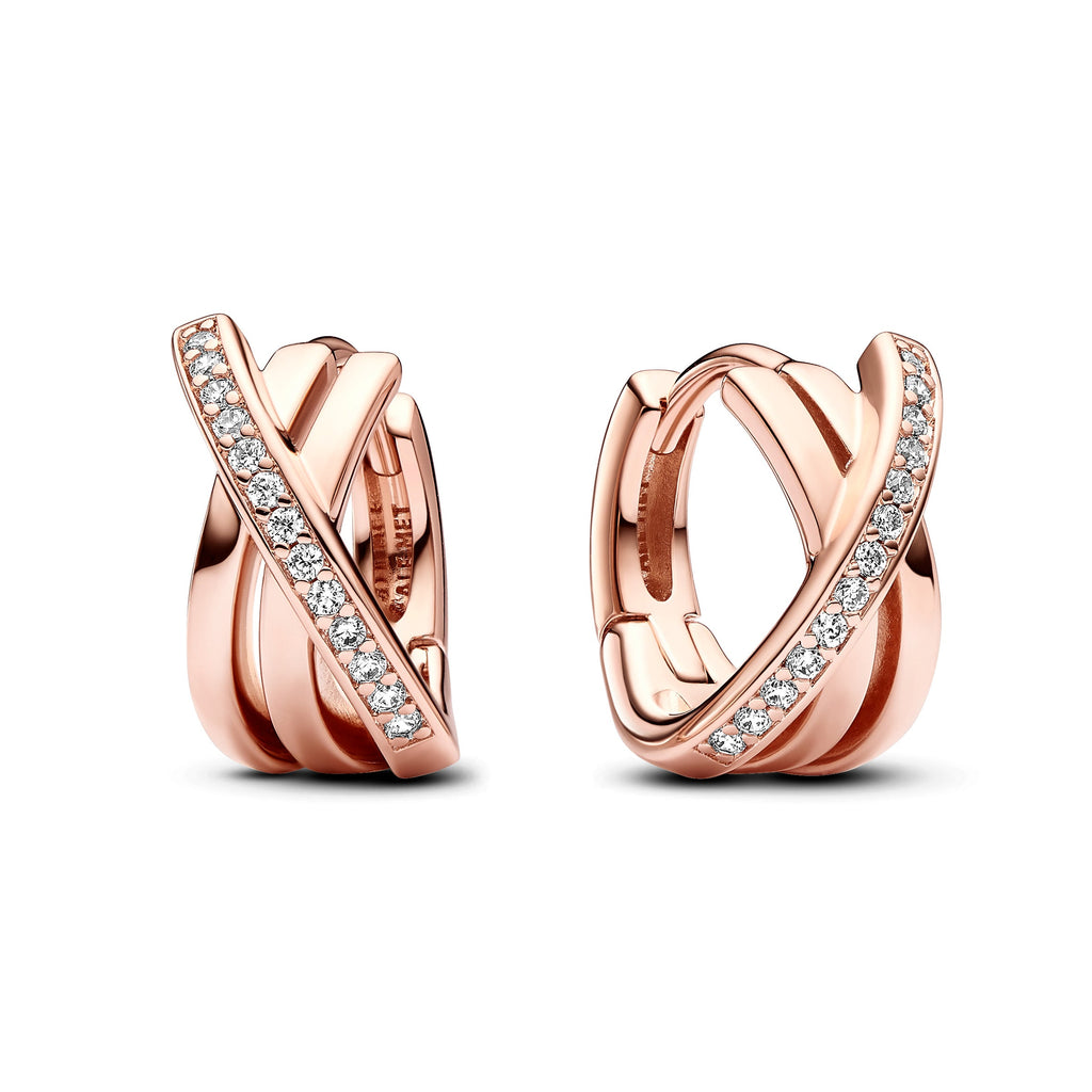 Pandora Crossover Pave Hoop Earrings