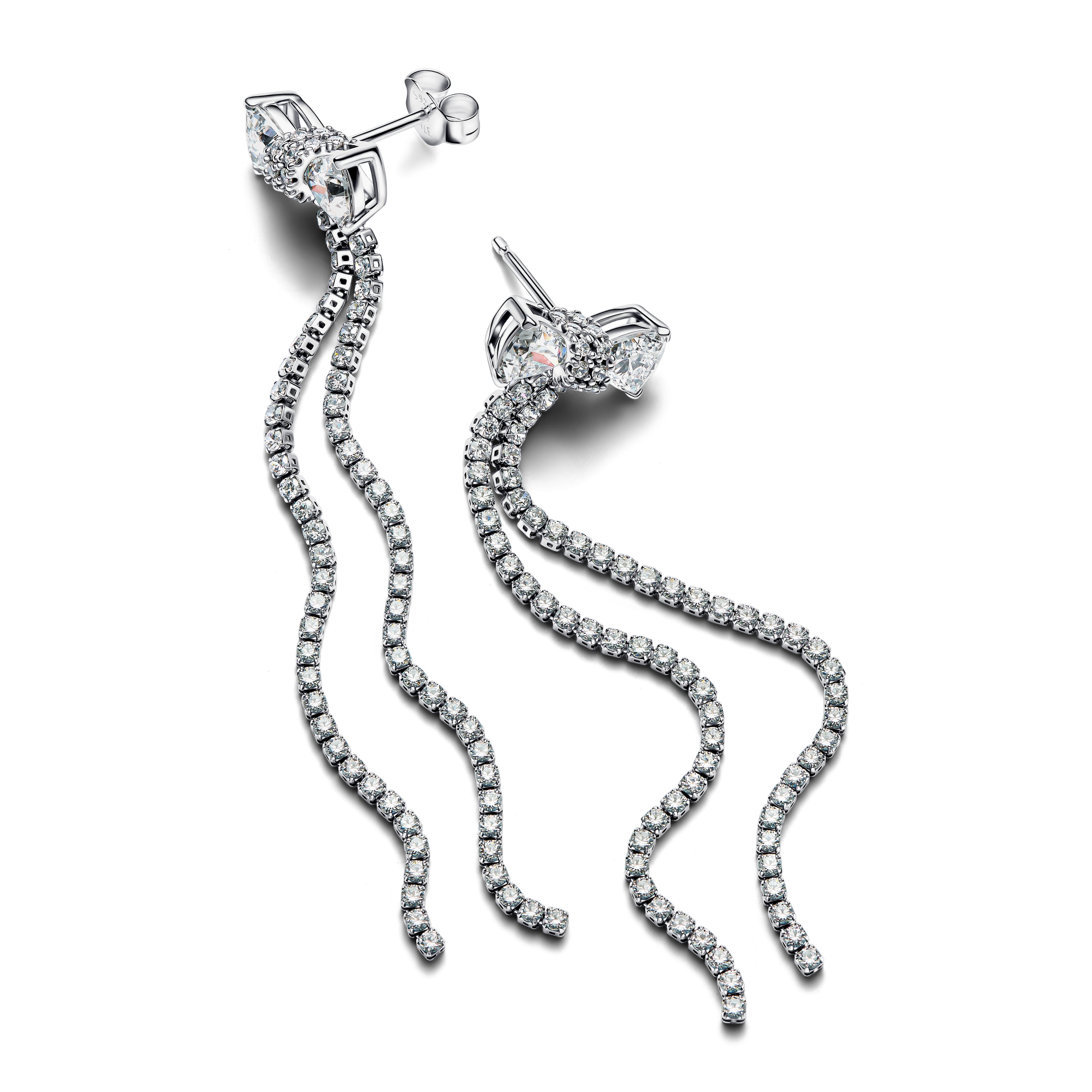 Pandora Pave Bow Drop Earrings