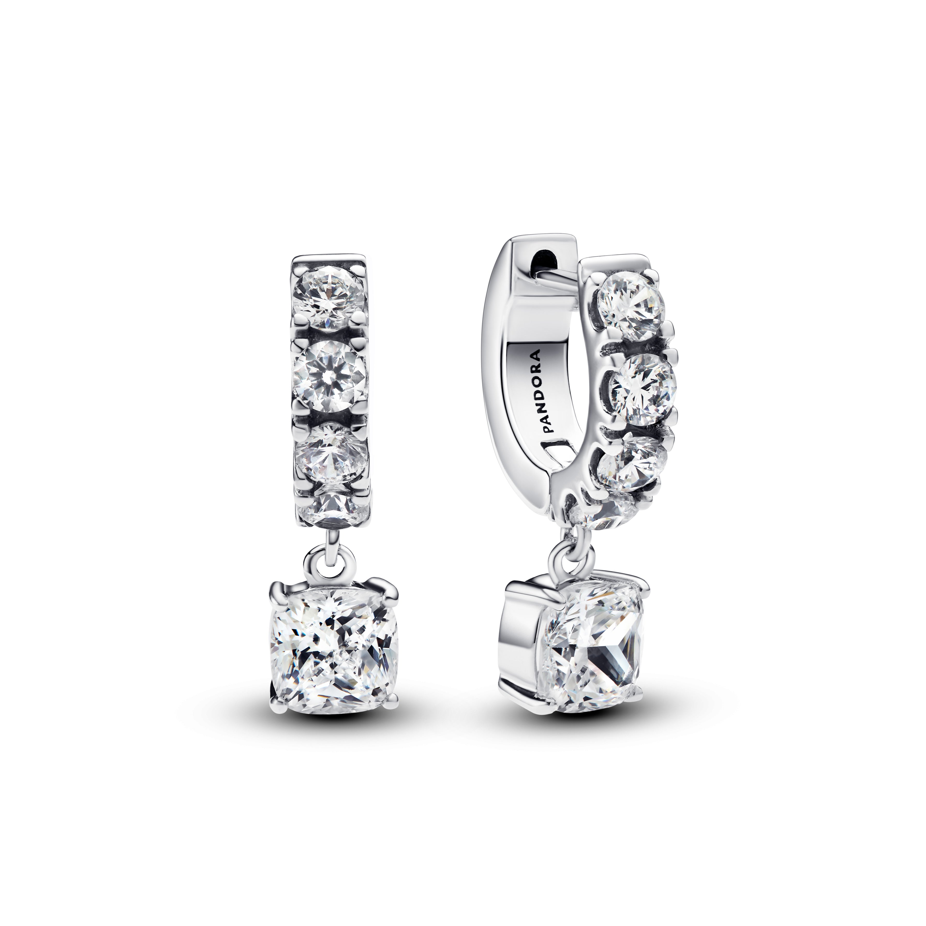Pandora Pave Dangle Hoop Earrings