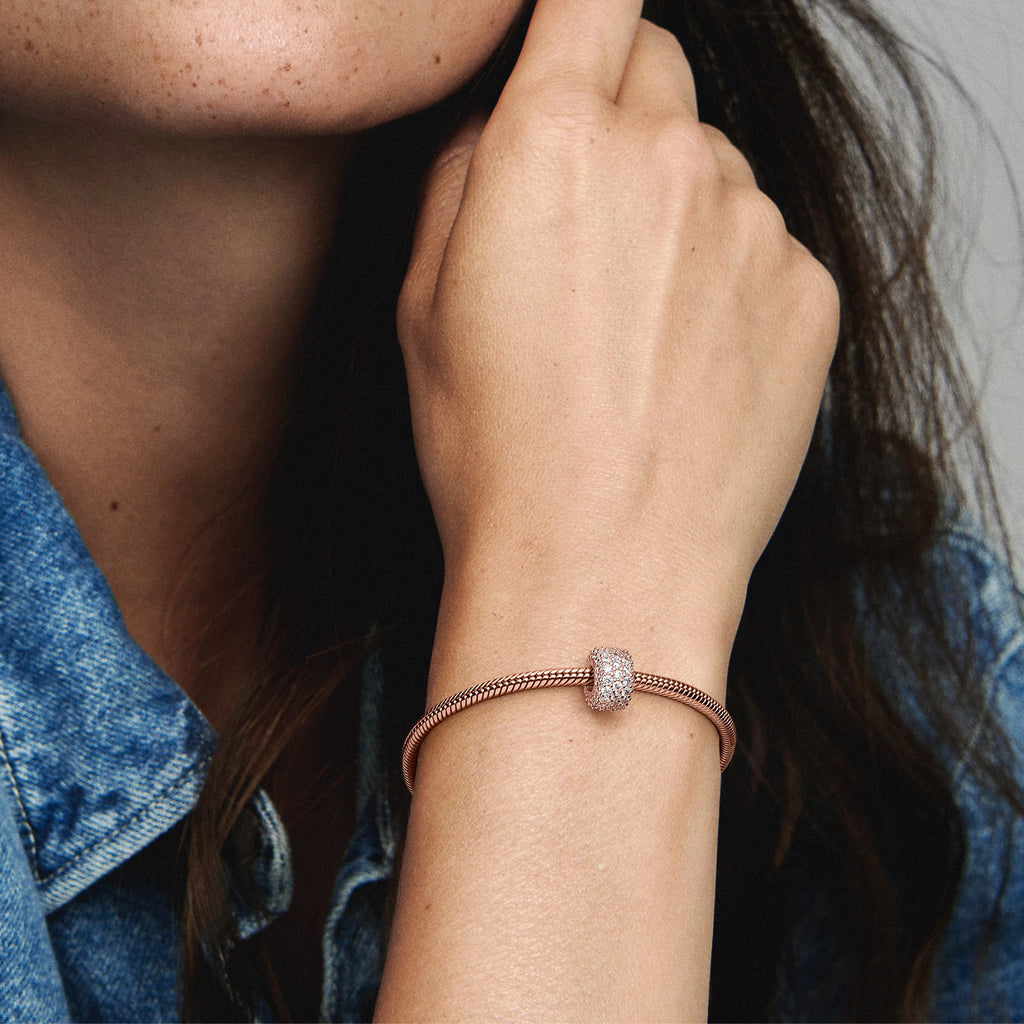 Pandora Sparkling Pave Triple-row Charm in 14k Rose Gold-Plated