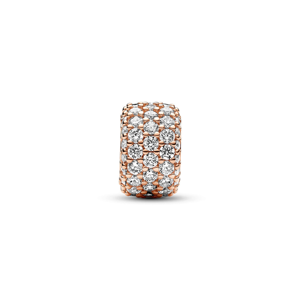 Pandora Sparkling Pave Triple-row Charm in 14k Rose Gold-Plated