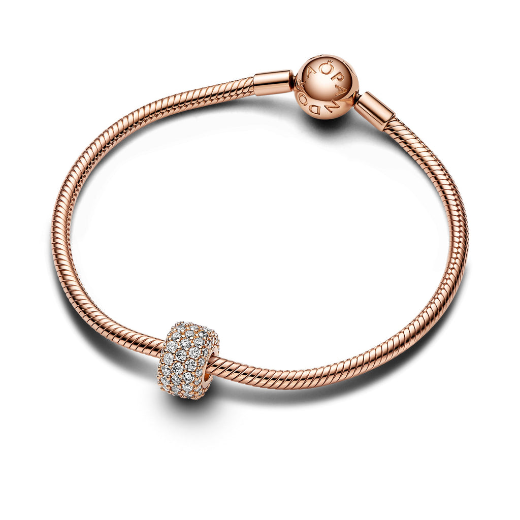 Pandora Sparkling Pave Triple-row Charm in 14k Rose Gold-Plated