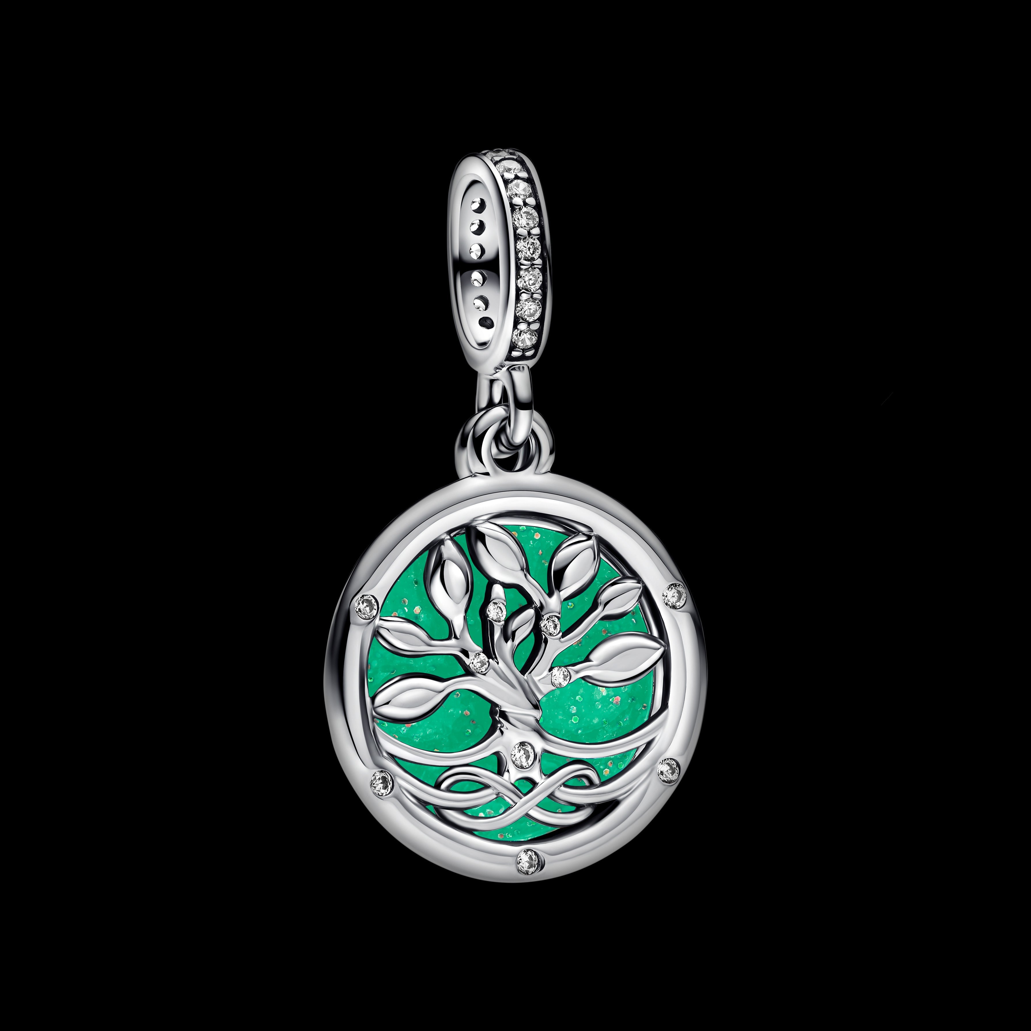 Pandora Glow-in-the-Dark Infinity Tree Double Dangle Charm