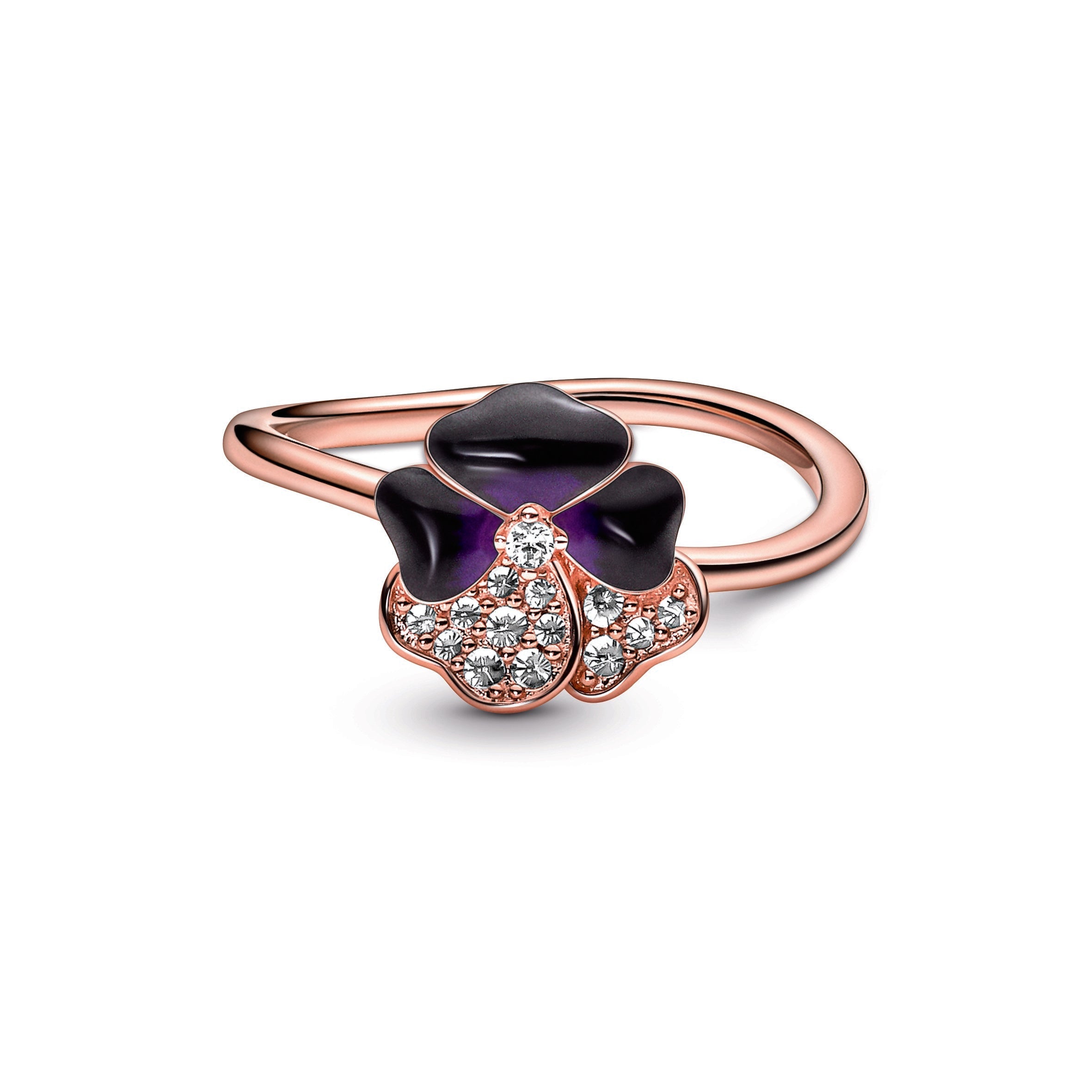 Pandora Deep Purple Pansy Flower Ring