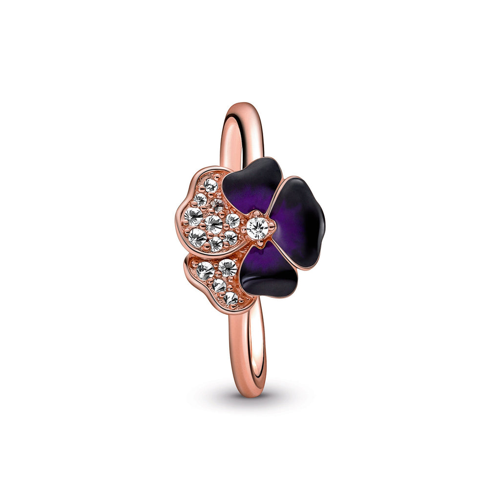Pandora Deep Purple Pansy Flower Ring