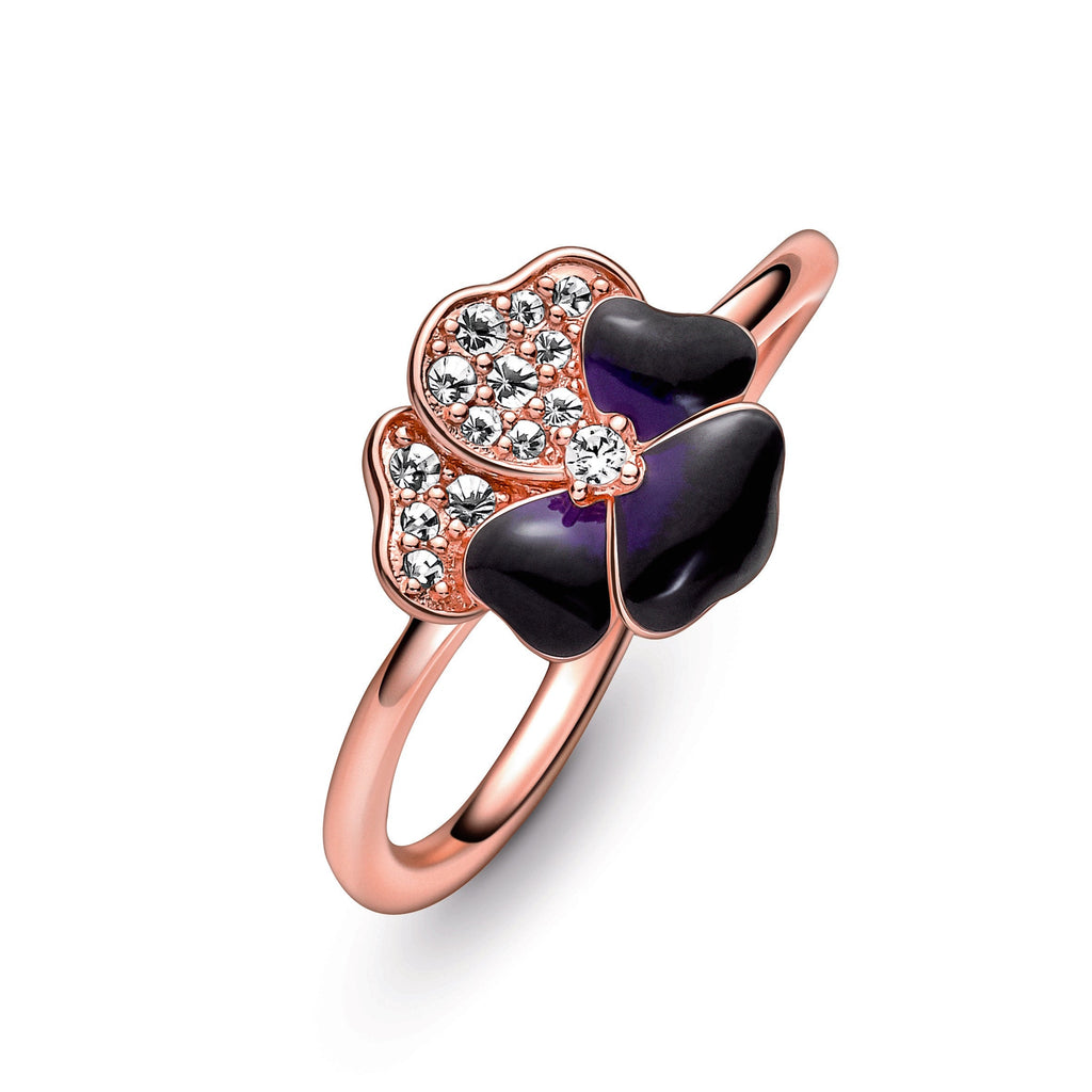 Pandora Deep Purple Pansy Flower Ring