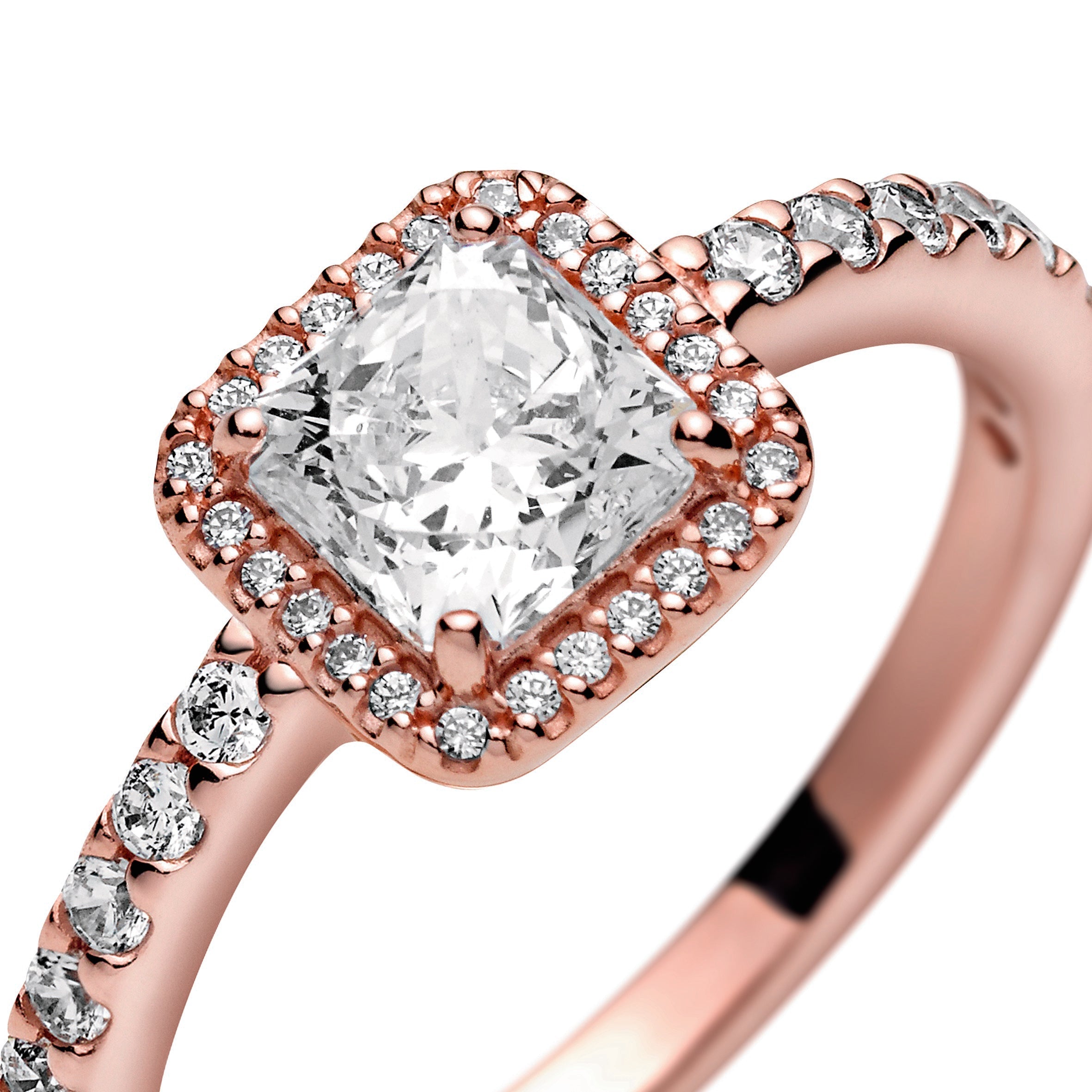 Pandora Square Sparkle Halo Ring