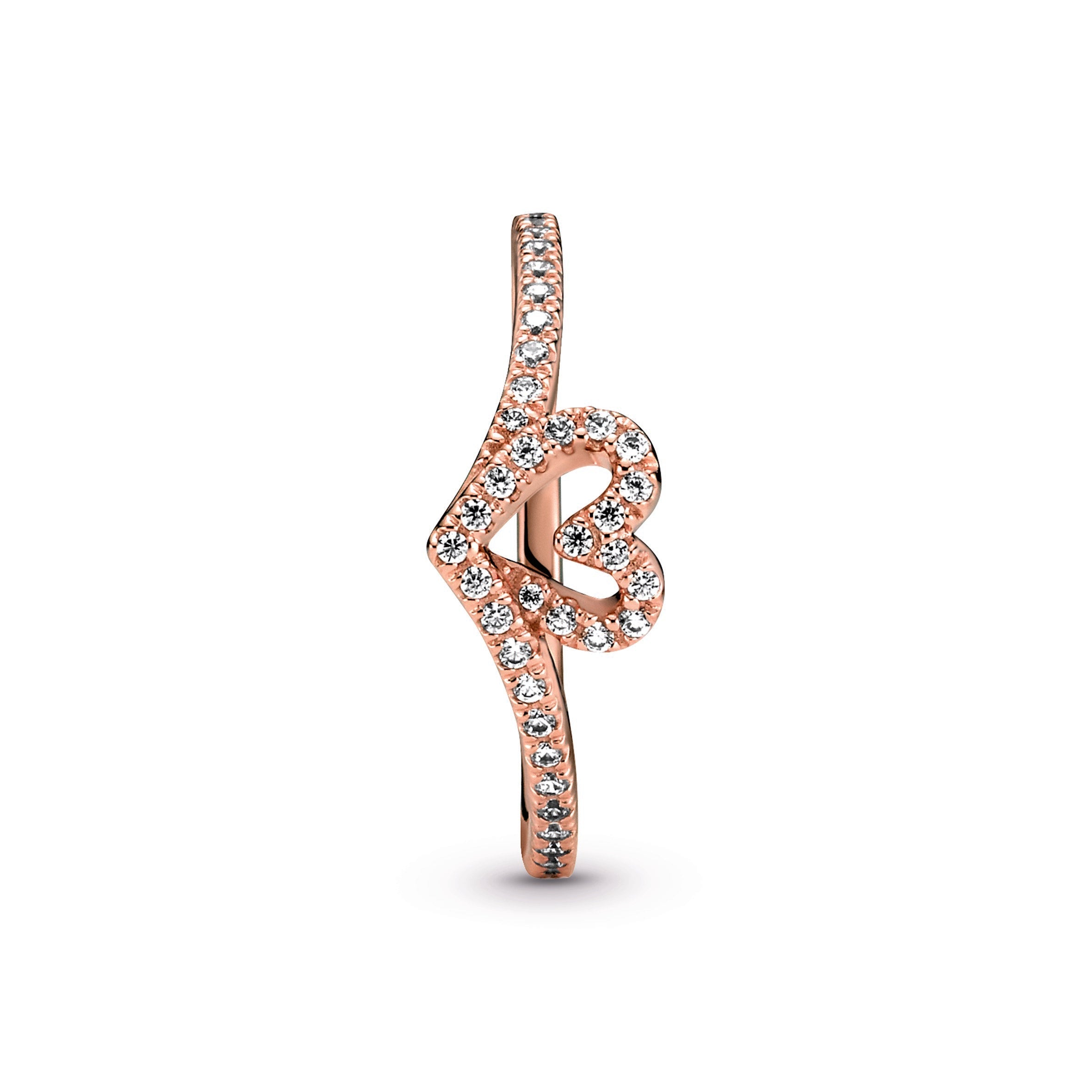 Pandora Sparkling Wishbone Heart Ring