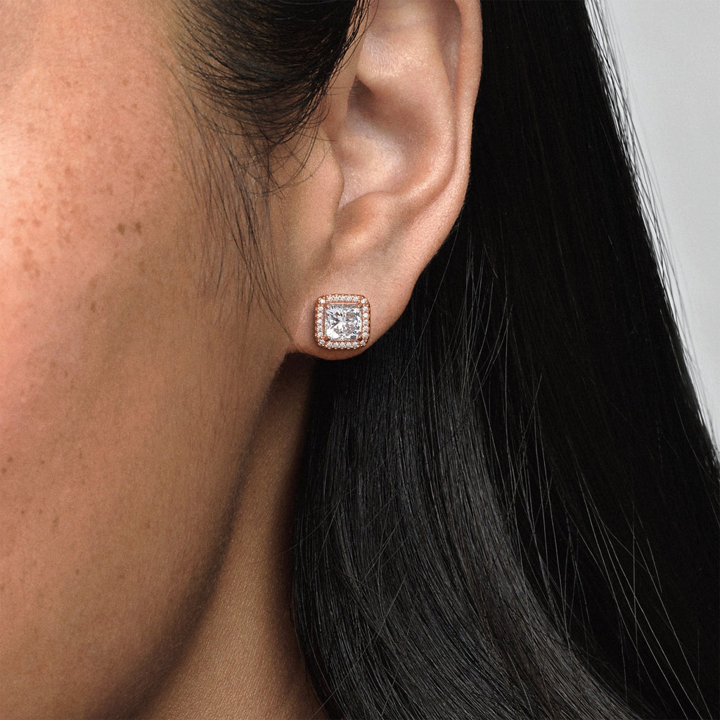 Pandora Square Sparkle Halo Stud Earrings