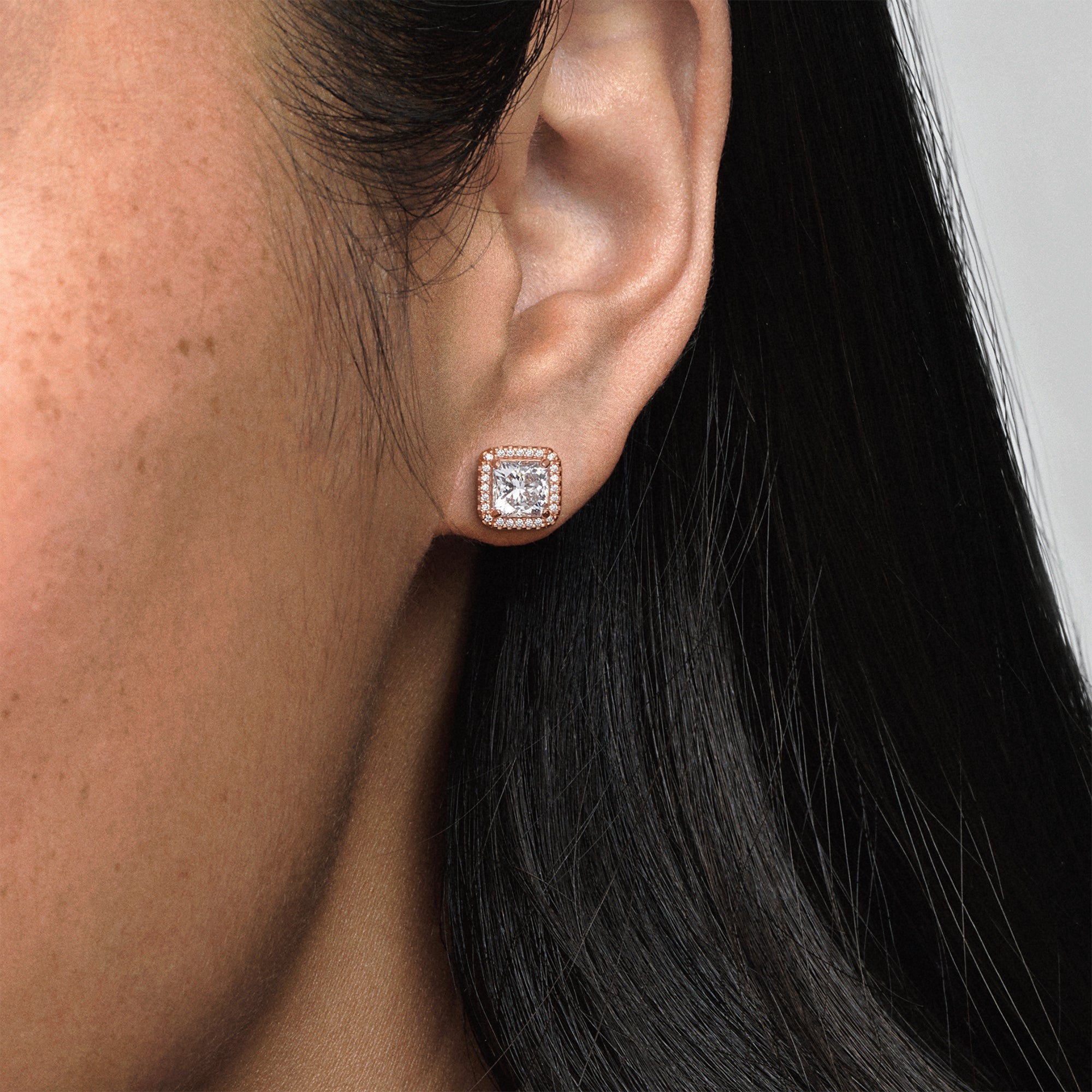 Pandora Square Sparkle Halo Stud Earrings