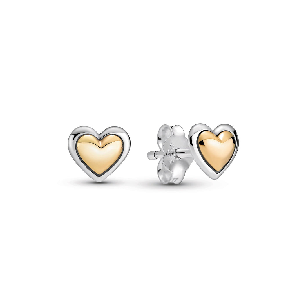 Pandora Domed Golden Heart Stud Earrings