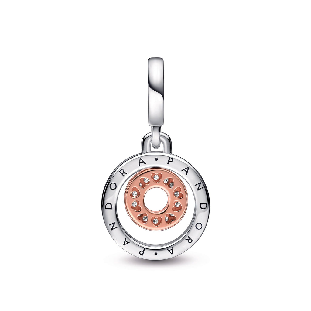 Pandora Two-Tone Pandora Logo Circles Dangle Charm