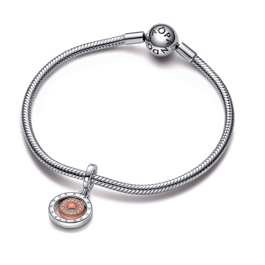 Pandora Two-Tone Pandora Logo Circles Dangle Charm