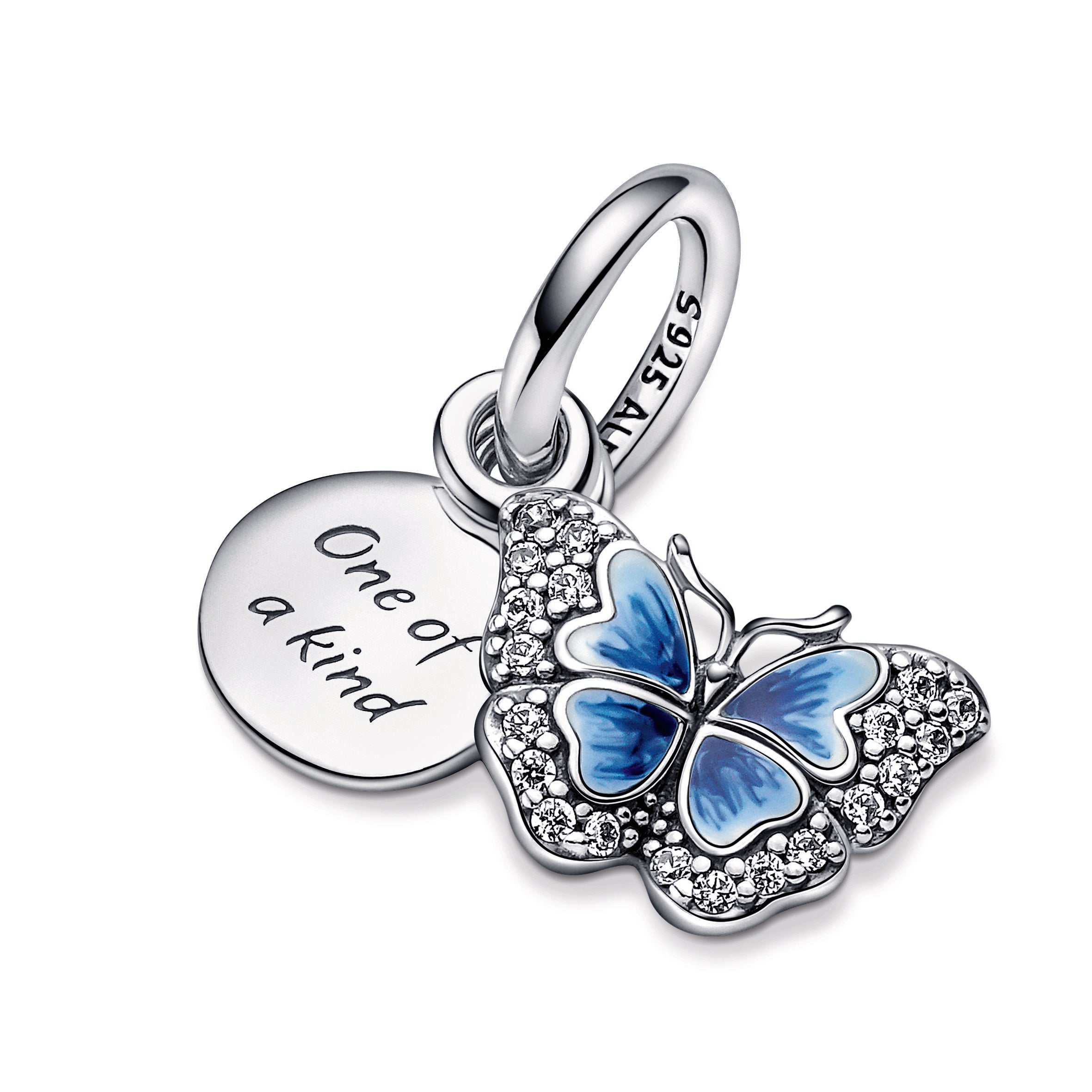 Pandora Blue Butterfly & Quote Double Dangle Charm