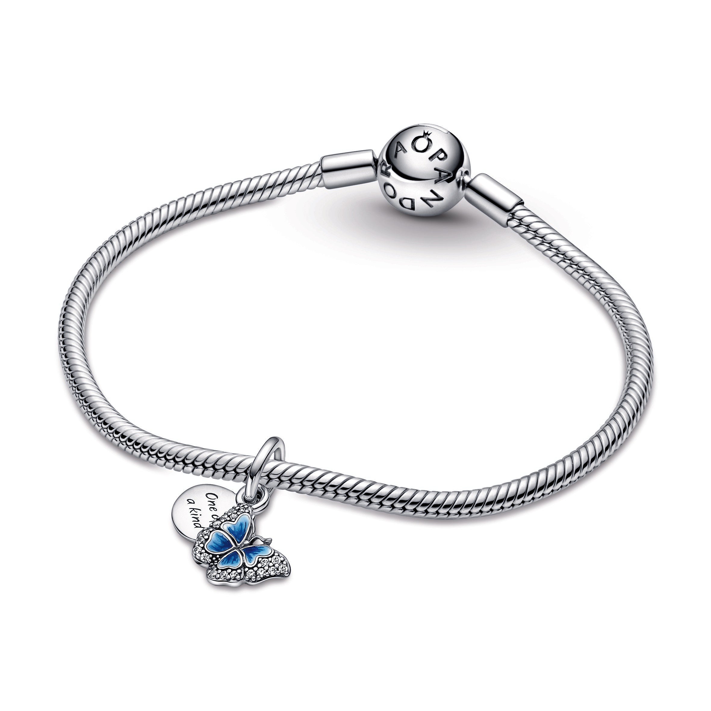 Pandora Blue Butterfly & Quote Double Dangle Charm