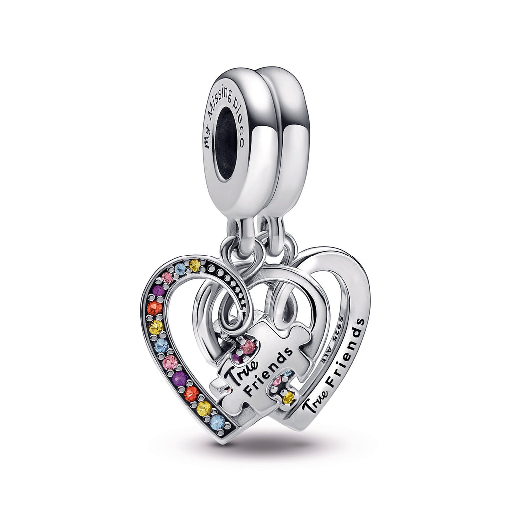 Pandora Puzzle Piece Hearts Splittable Friendship Dangle Charm