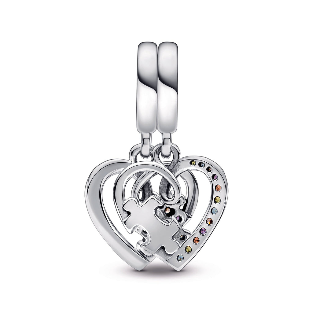Pandora Puzzle Piece Hearts Splittable Friendship Dangle Charm