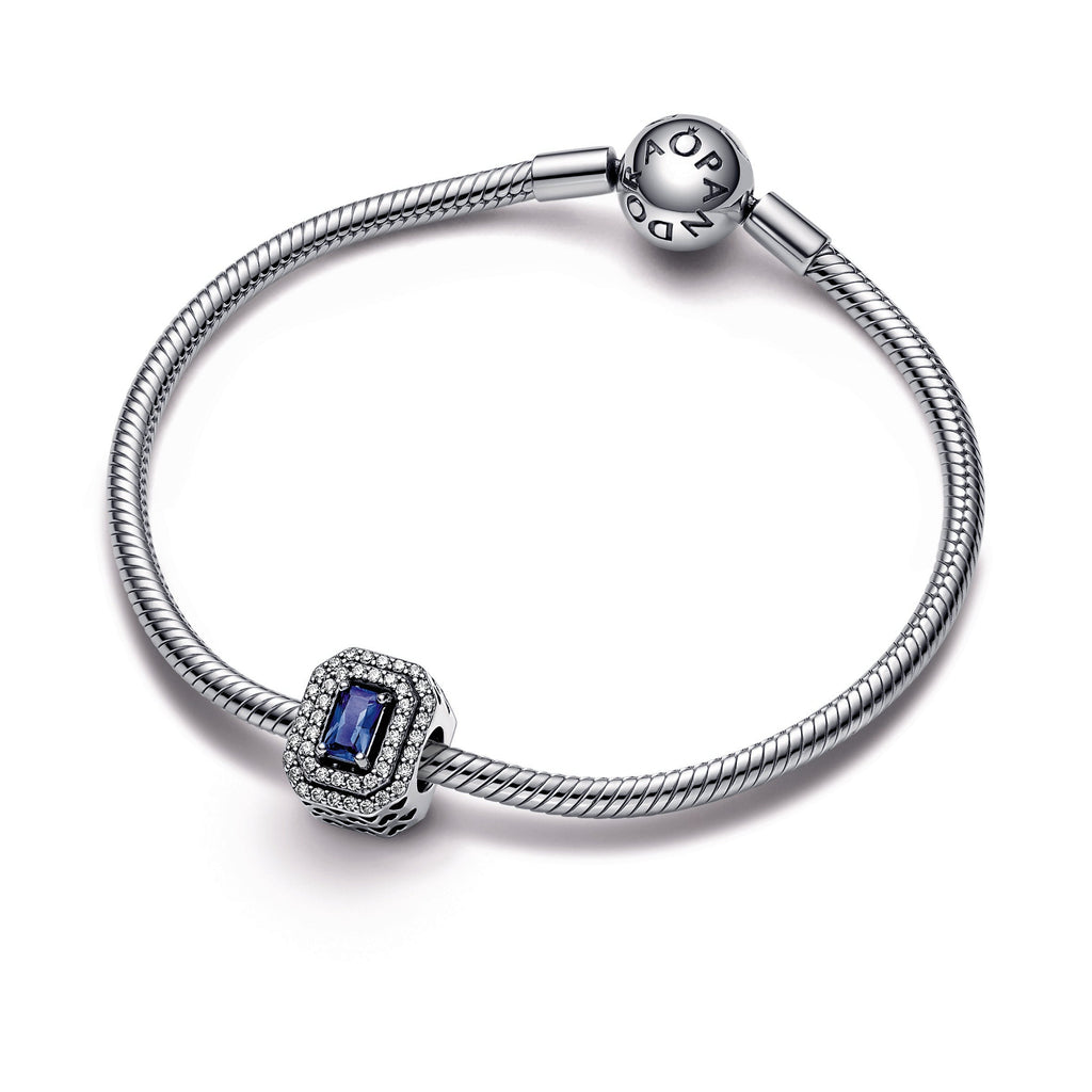 Pandora Blue Sparkling Levelled Rectangular Charm