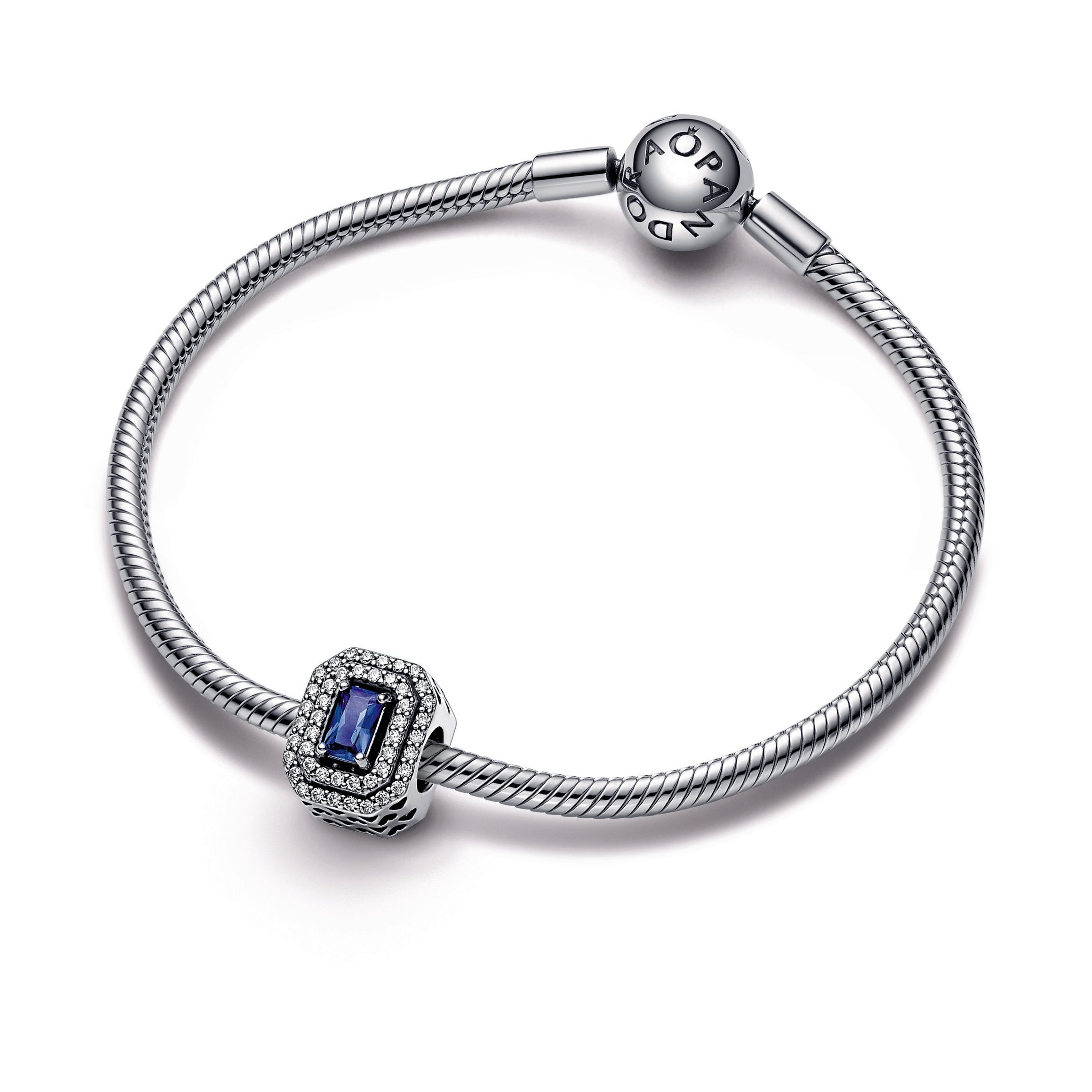 Pandora Blue Sparkling Levelled Rectangular Charm