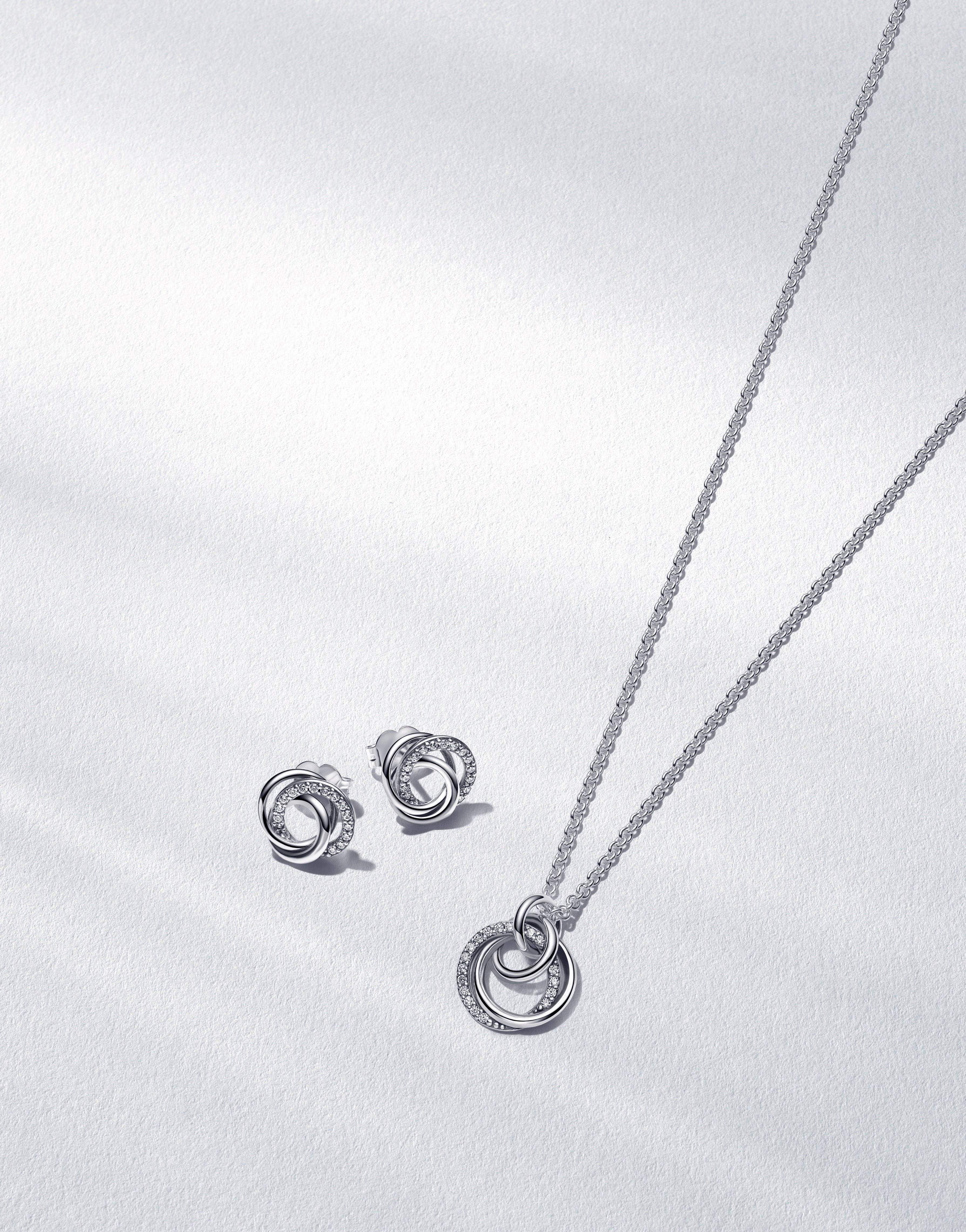 Pandora Encircled Family Love Necklace & Earring Gift Set