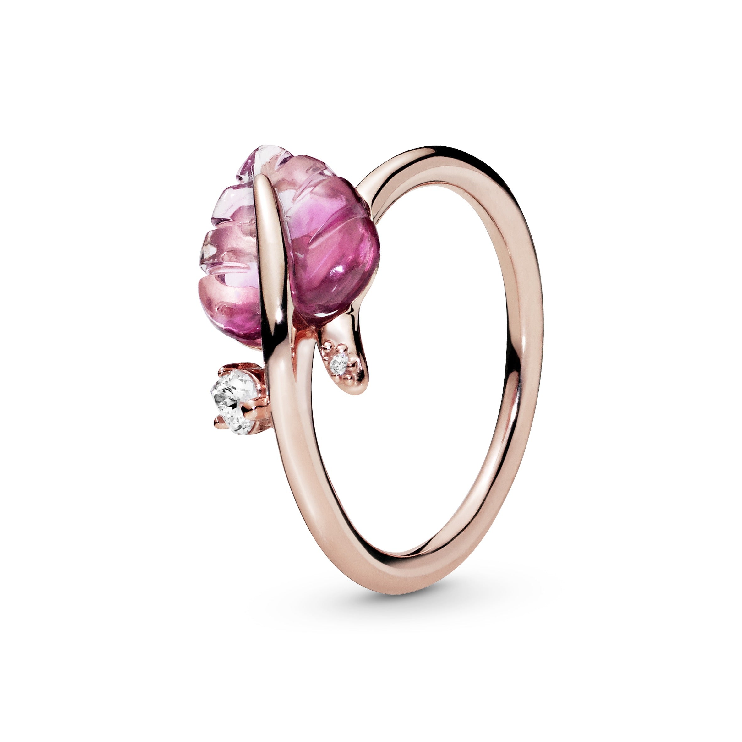 Pandora Pink Murano Glass Leaf Ring