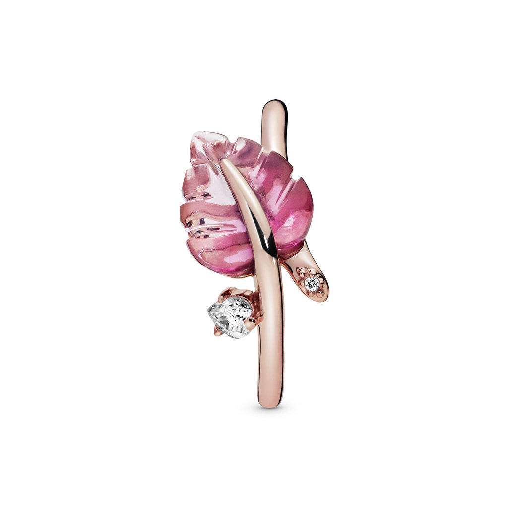 Pandora Pink Murano Glass Leaf Ring