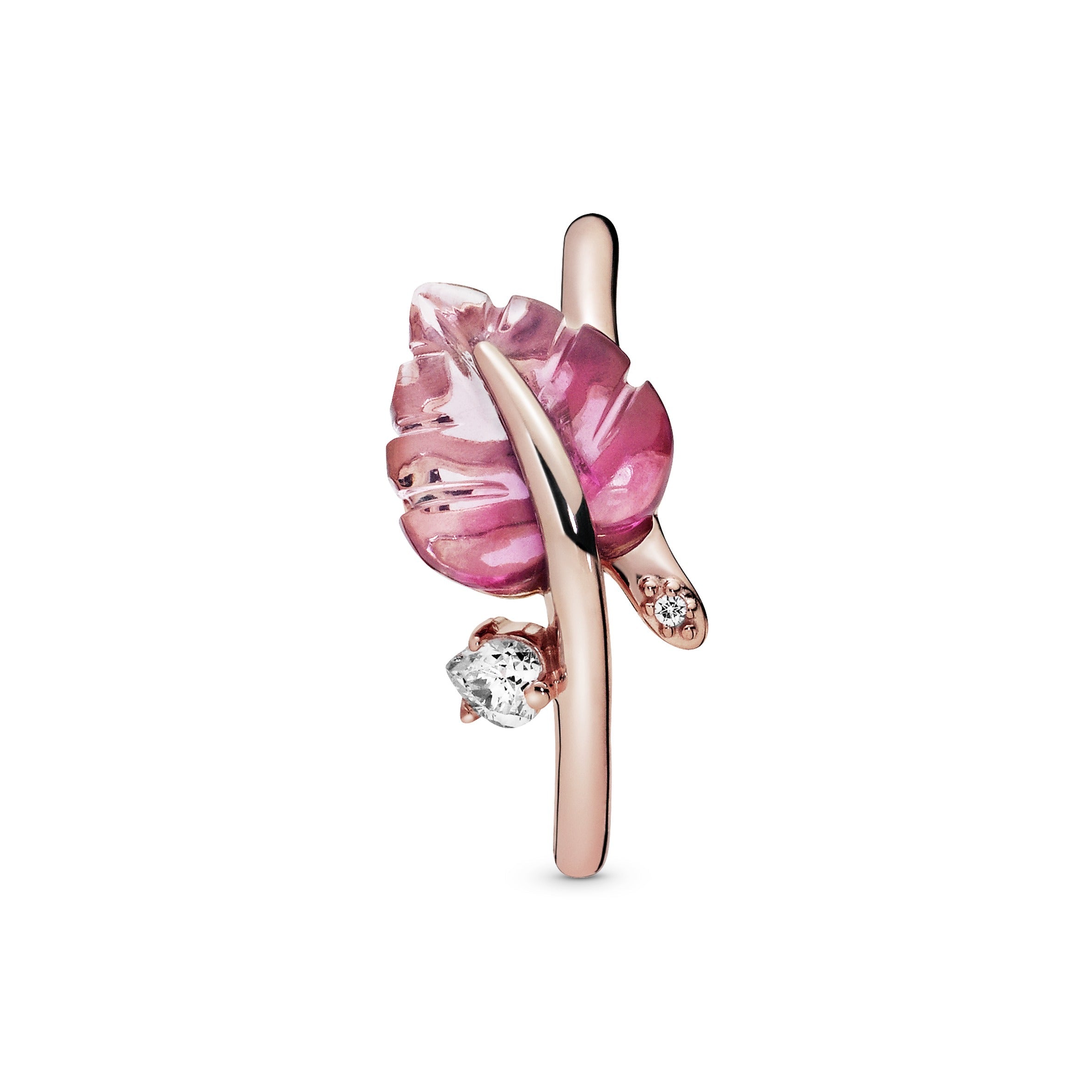 Pandora Pink Murano Glass Leaf Ring