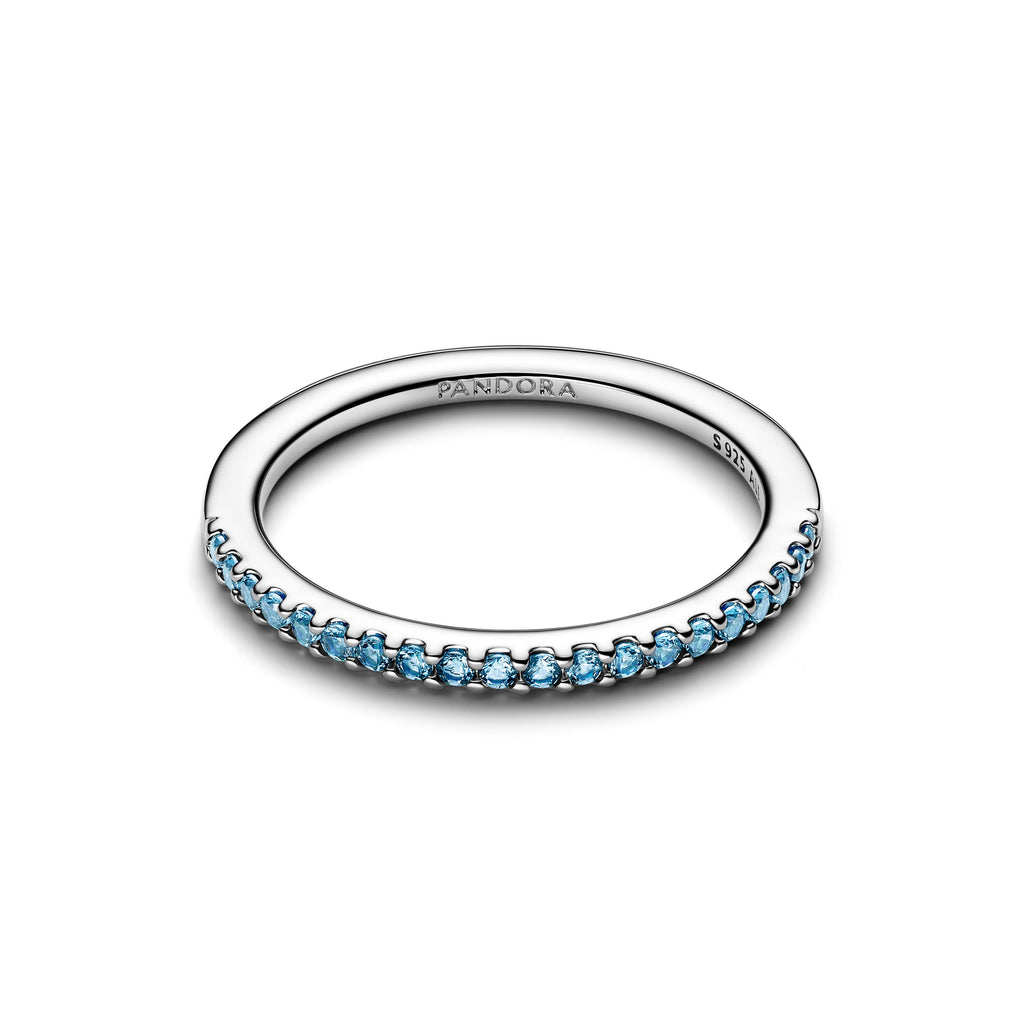 Pandora Sparkling Aquamarine Half-Eternity Band Ring