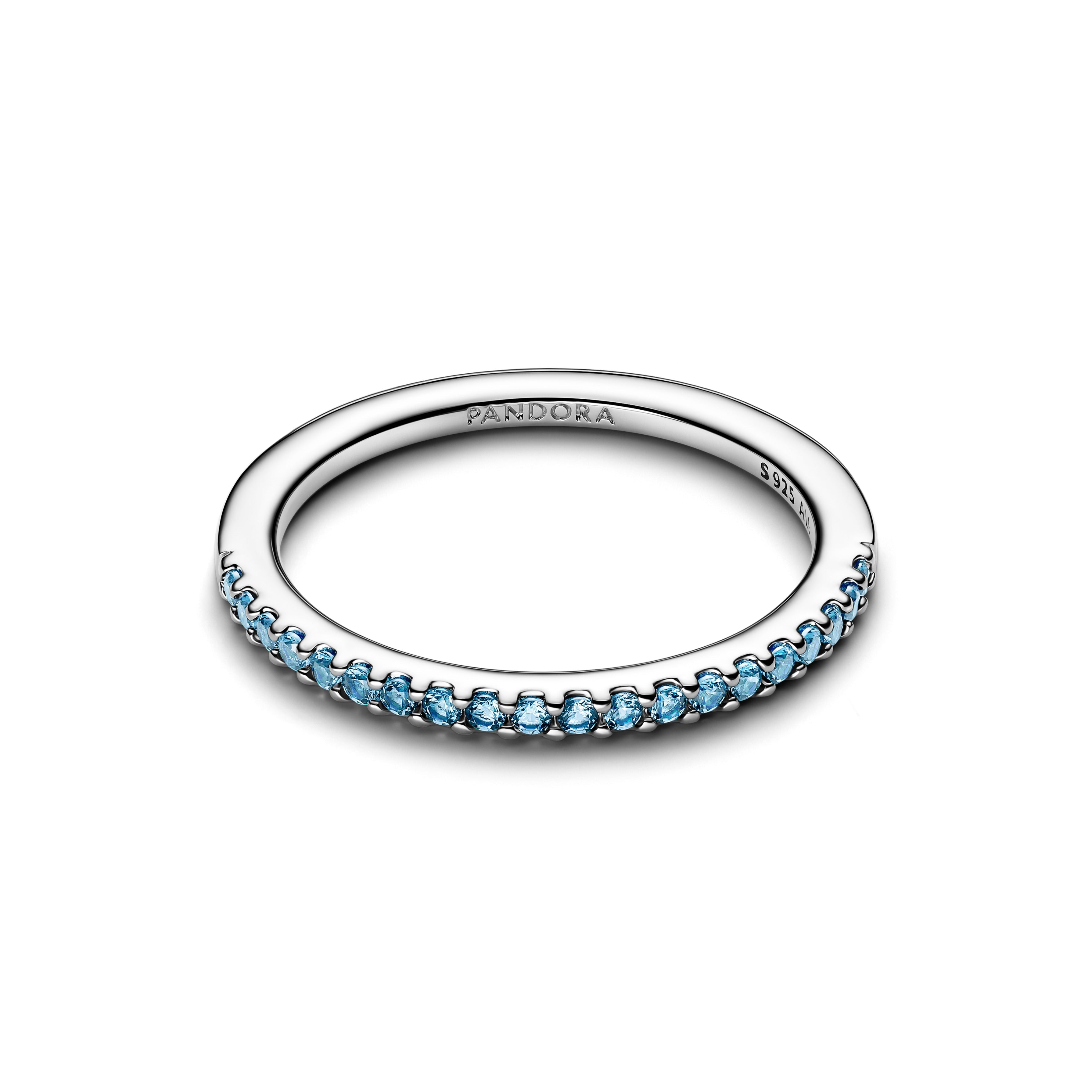 Pandora Sparkling Aquamarine Half-Eternity Band Ring