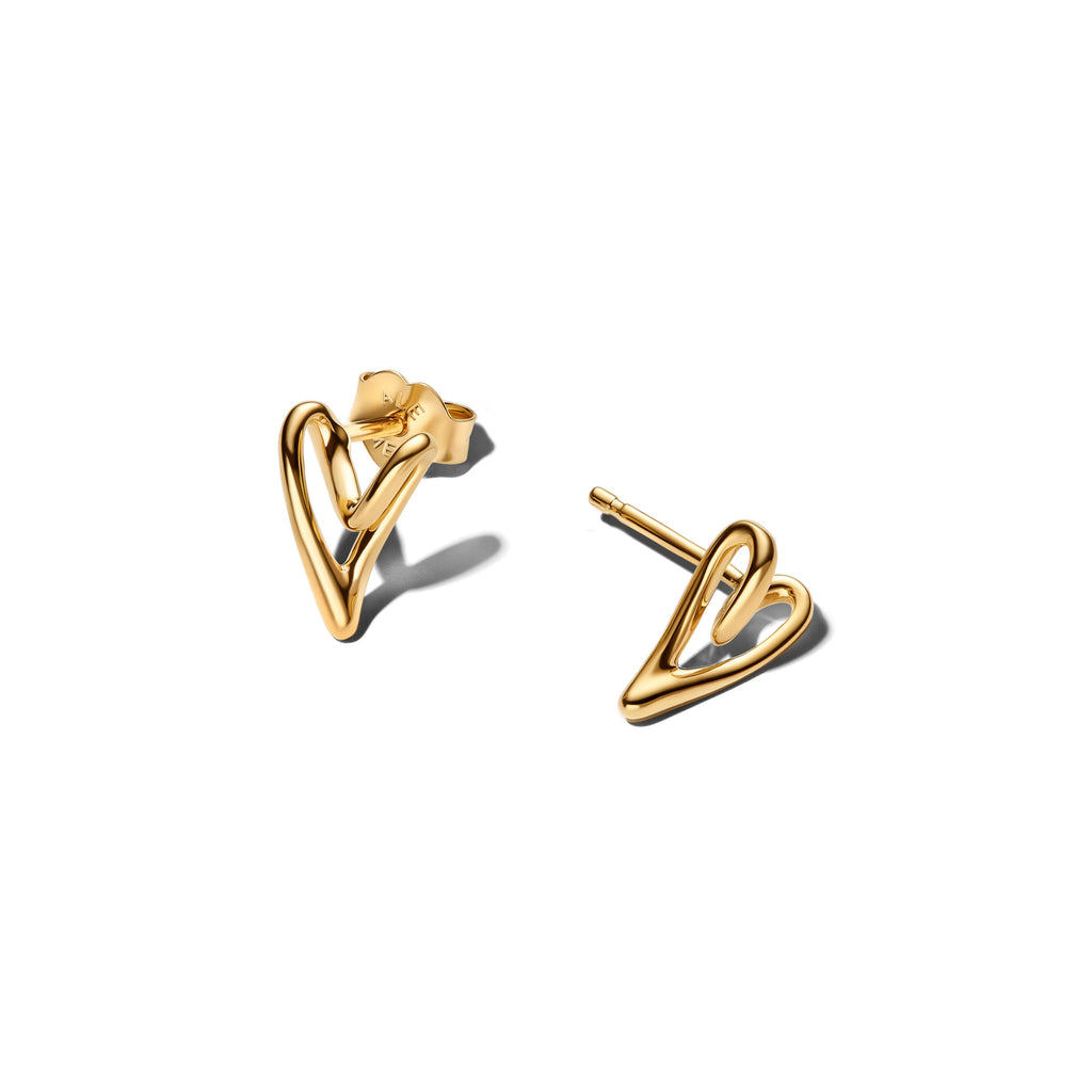 Pandora Organically Shaped Heart Stud Earrings