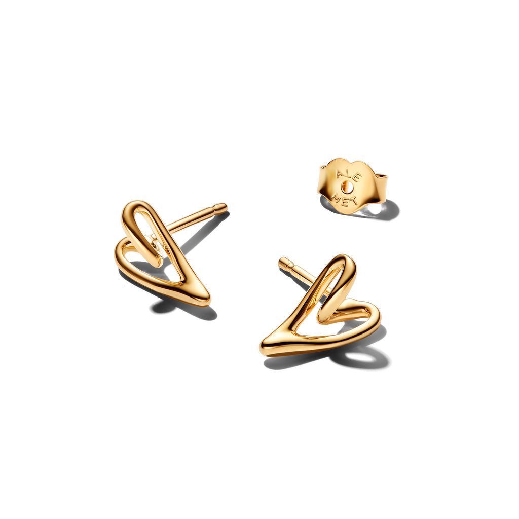 Pandora Organically Shaped Heart Stud Earrings