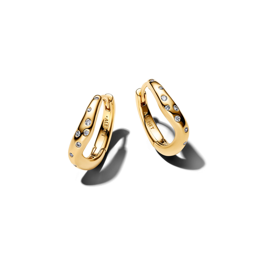 Pandora Organically Shaped Stone-Set Hoop Earrings