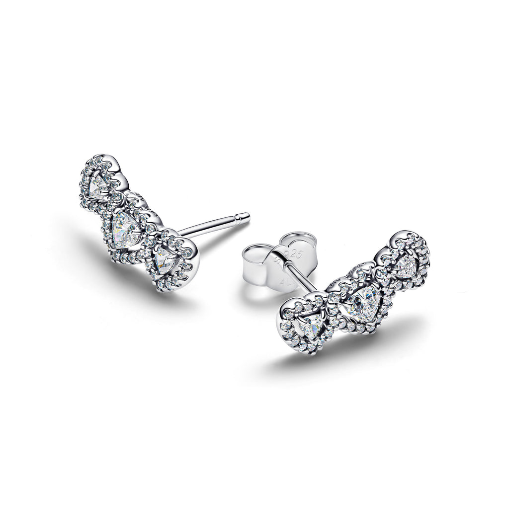 Pandora Halo Heart Trilogy Stud Earrings