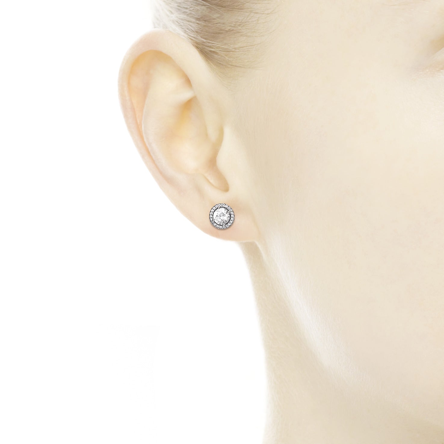 Pandora Round Sparkle Stud Earrings