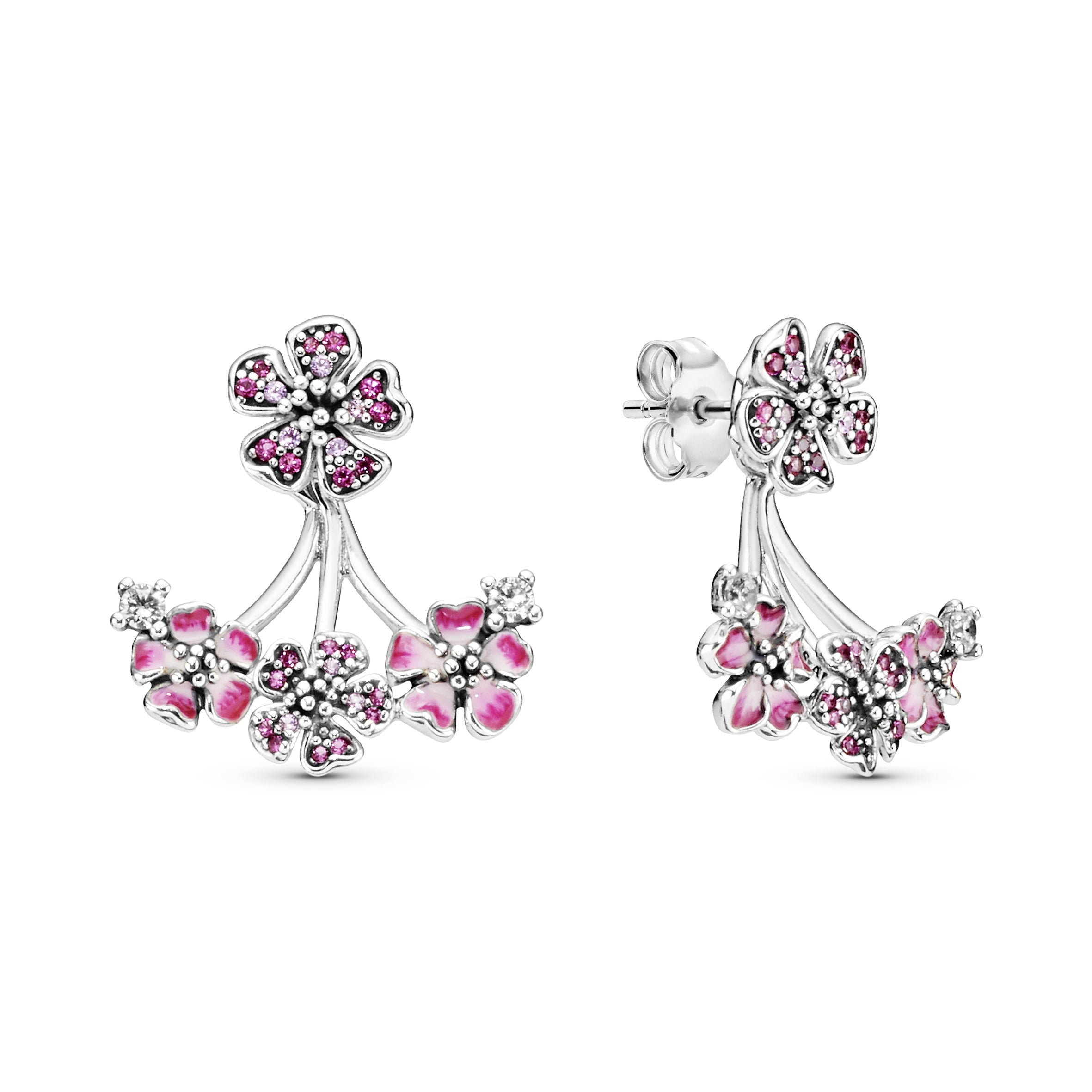 Pandora Pink Peach Blossom Flower Stud Earrings