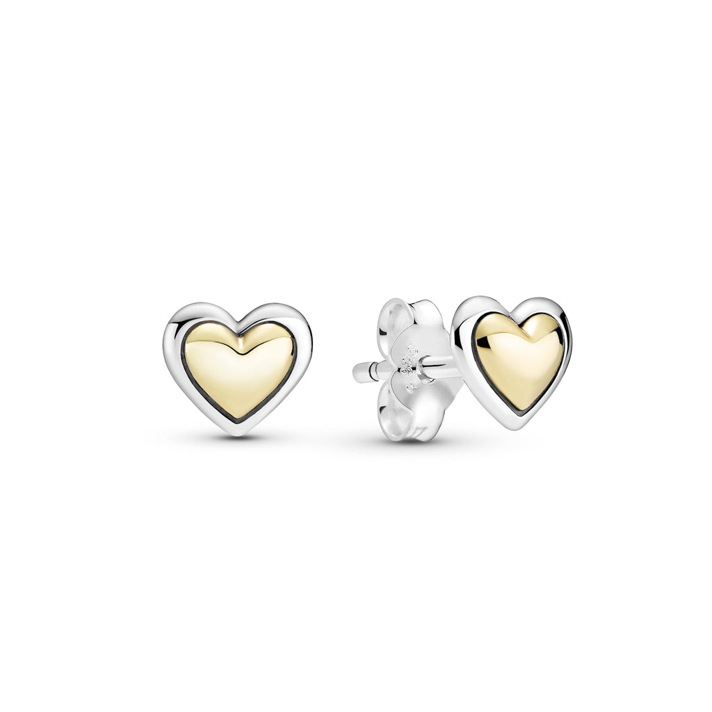 Pandora Heart Sterling Silver and 14k Gold Necklace & Earring Jewellery Set