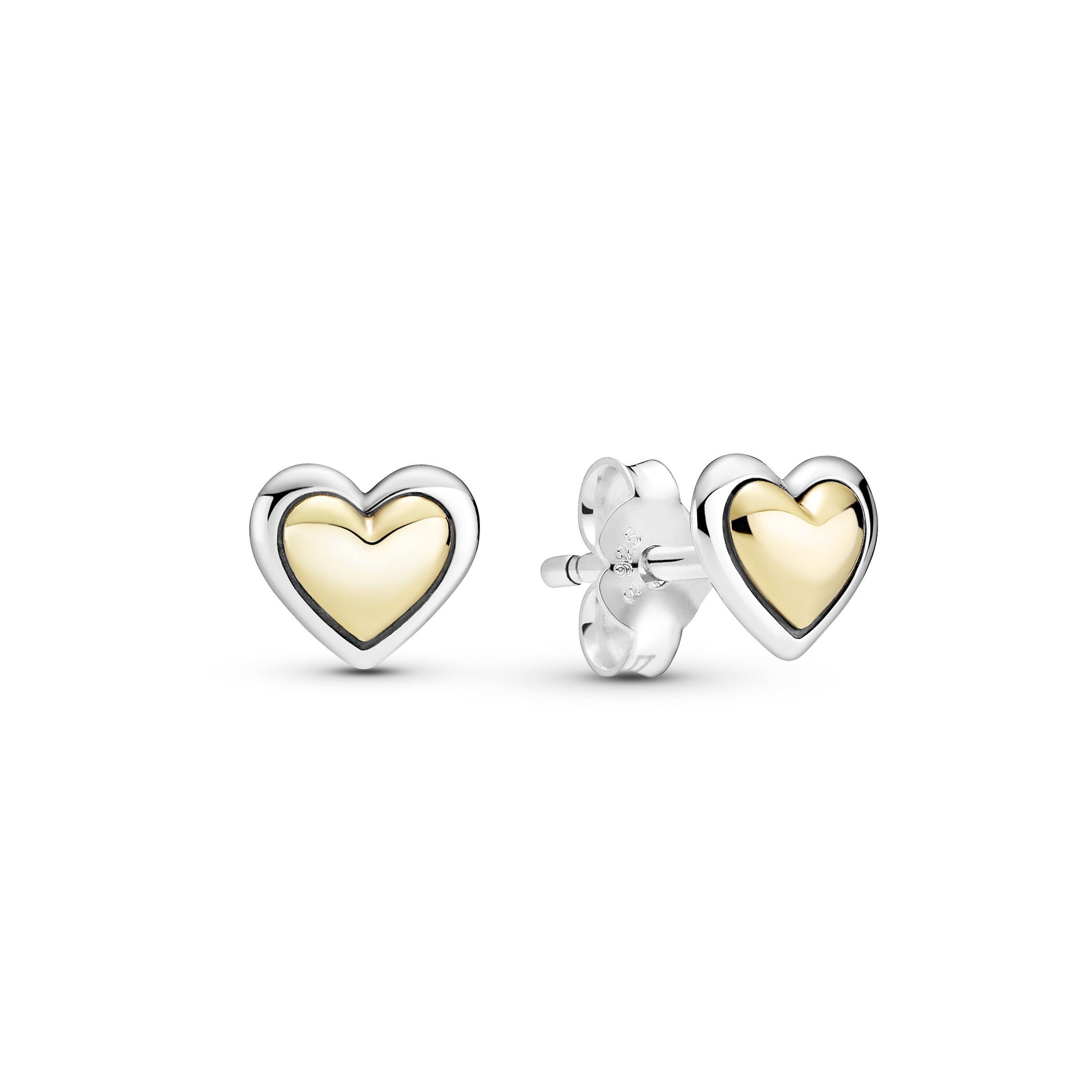 Pandora Heart Sterling Silver and 14k Gold Necklace & Earring Jewellery Set