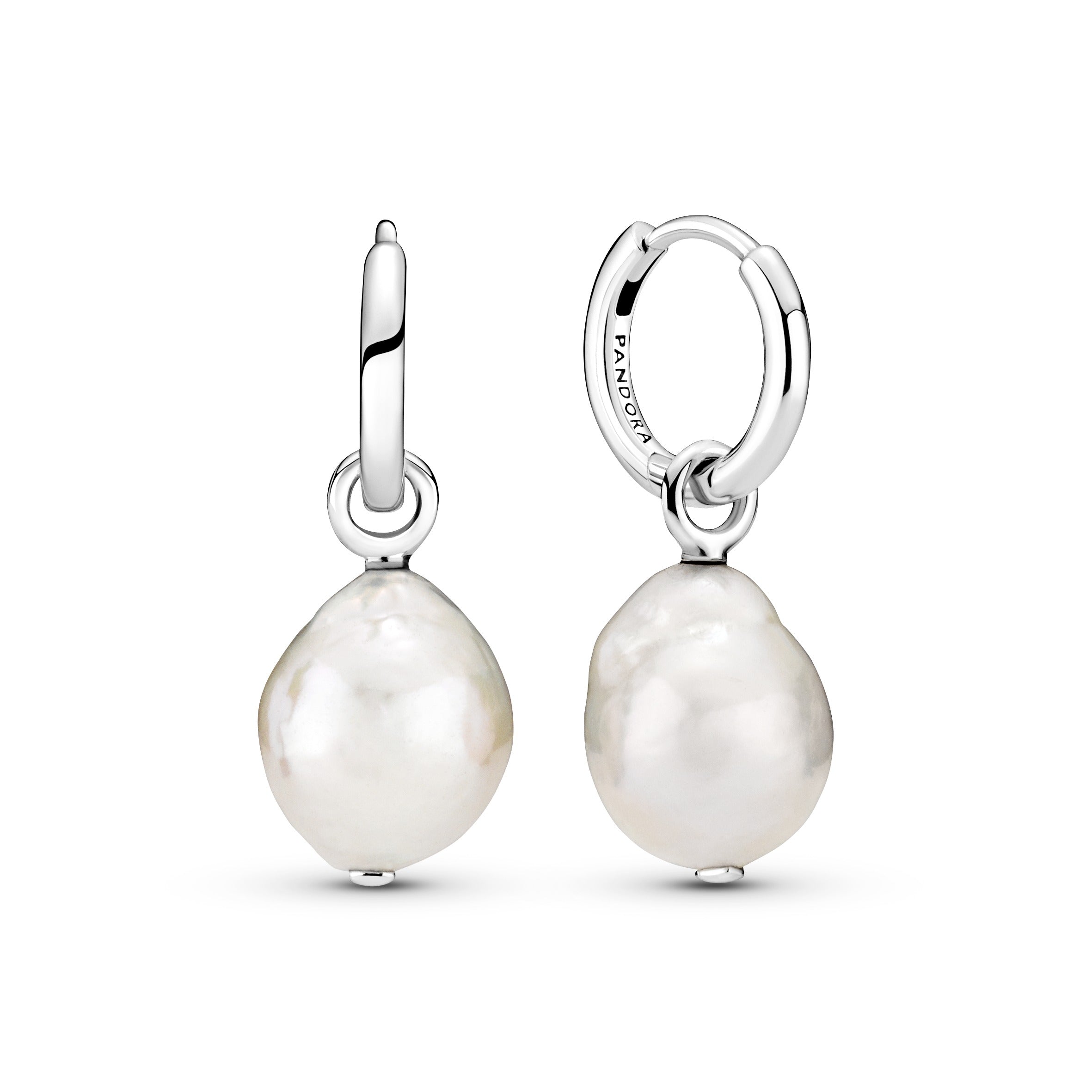 Pandora Freshwater Cultured Baroque Pearl Hoop Earrings