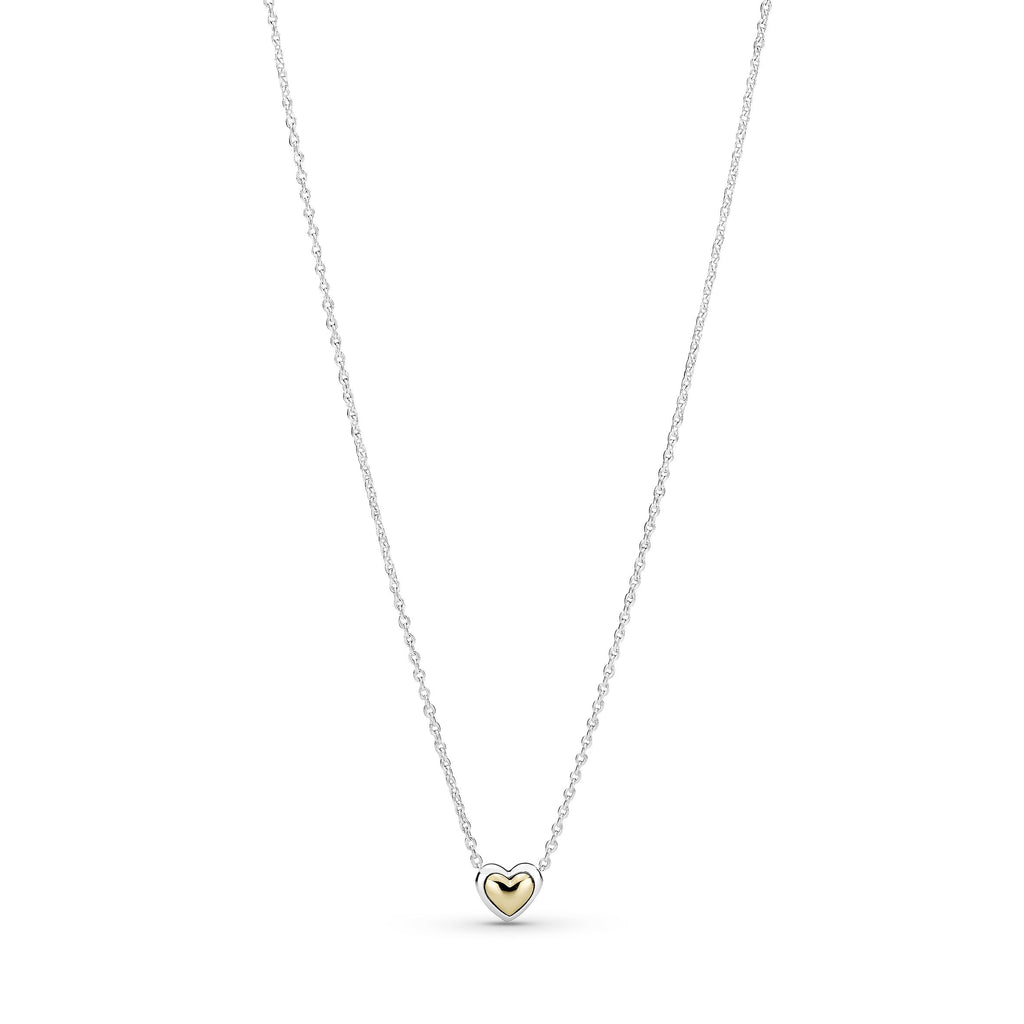 Pandora Heart Sterling Silver and 14k Gold Necklace & Earring Jewellery Set