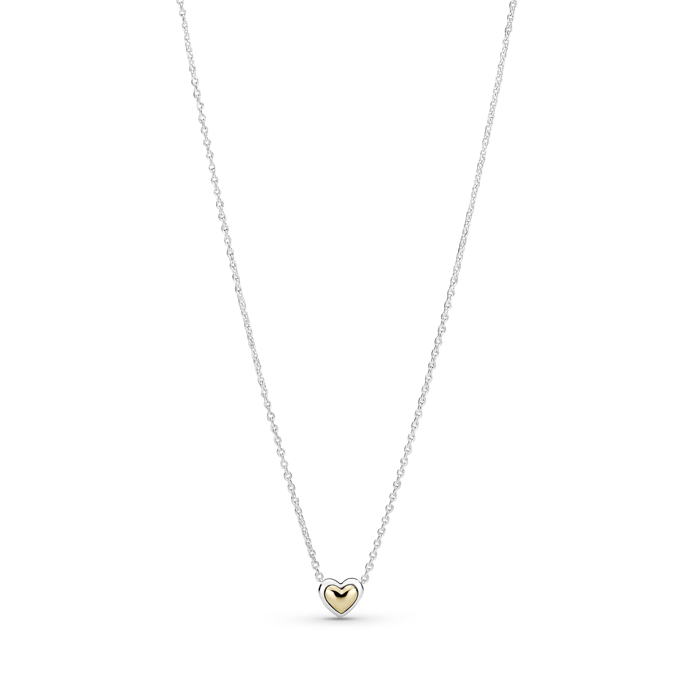 Pandora Heart Sterling Silver and 14k Gold Necklace & Earring Jewellery Set
