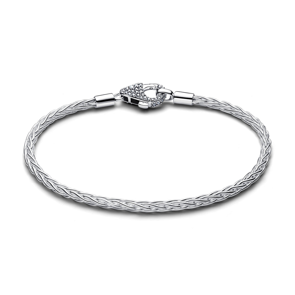 Pandora Pave Clasp Foxtail Chain Charm Bracelet