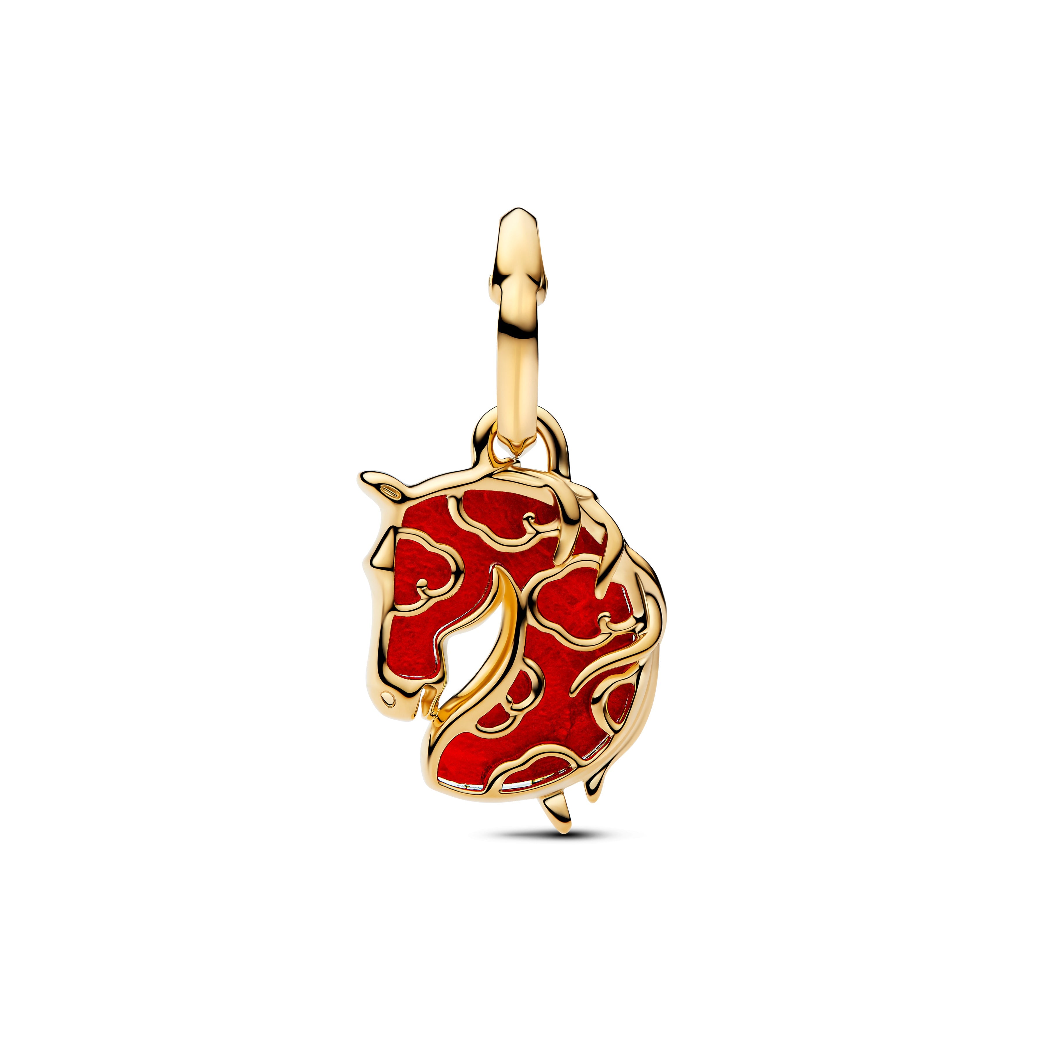 Pandora Red Fire Horse Murano Glass Dangle Charm