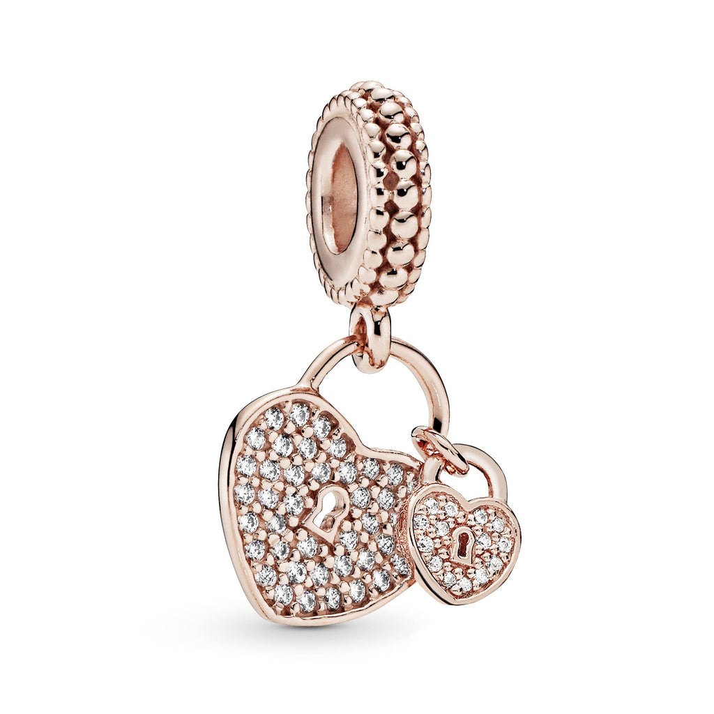 Pandora Pave Heart Padlocks Dangle Charm