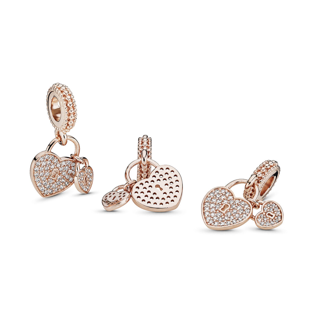 Pandora Pave Heart Padlocks Dangle Charm