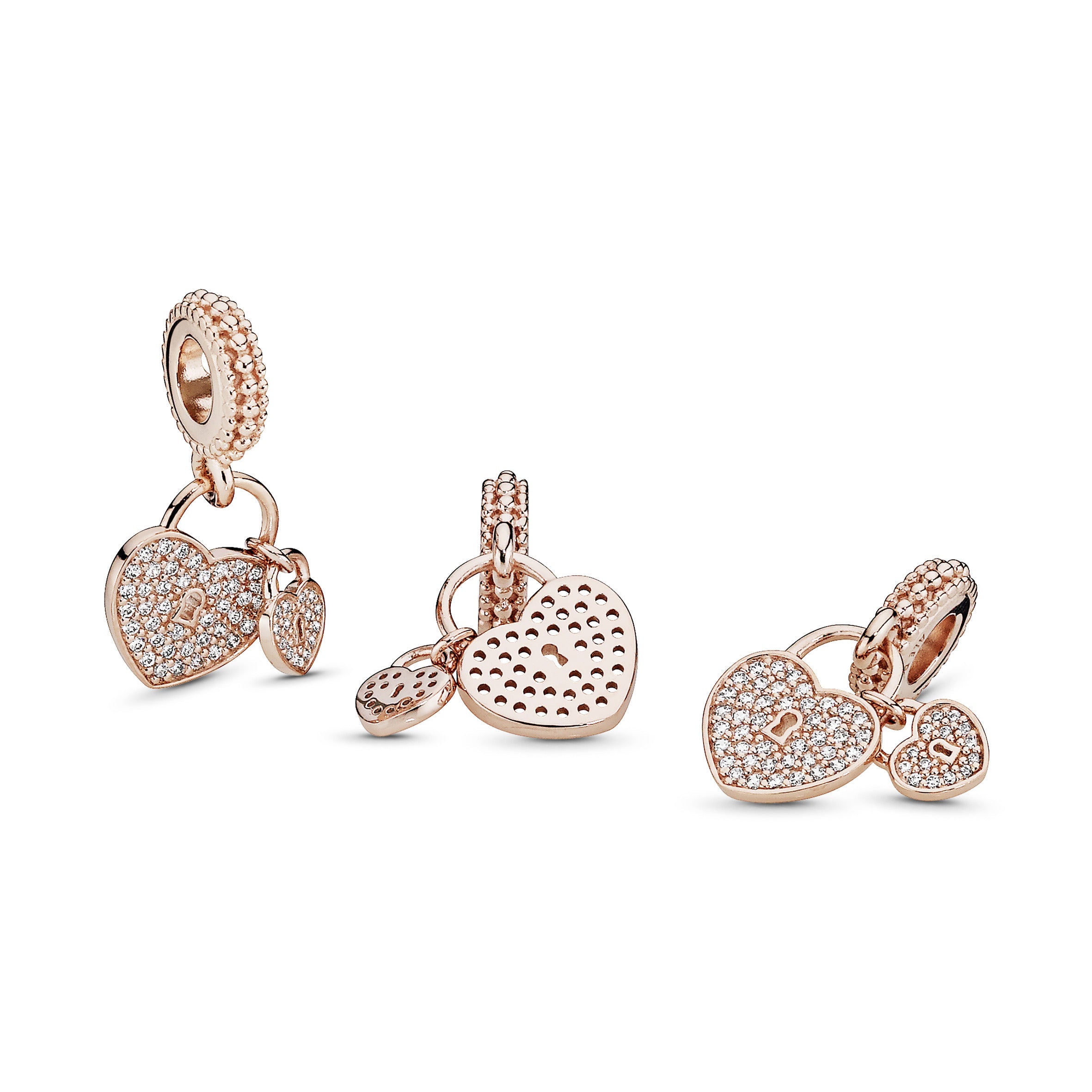 Pandora Pave Heart Padlocks Dangle Charm