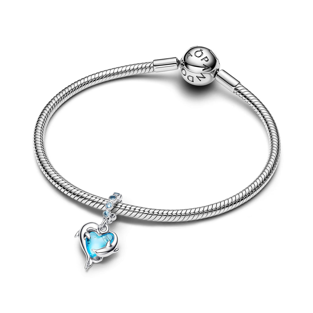 Pandora Blue Murano Glass Dolphins Dangle Charm