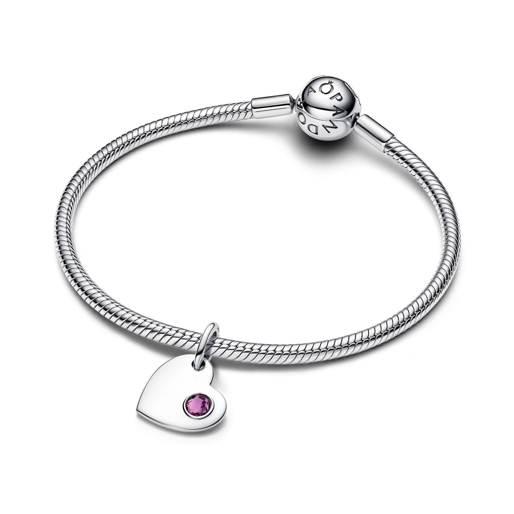 Pandora Engravable Heart Purple Stone Dangle Charm